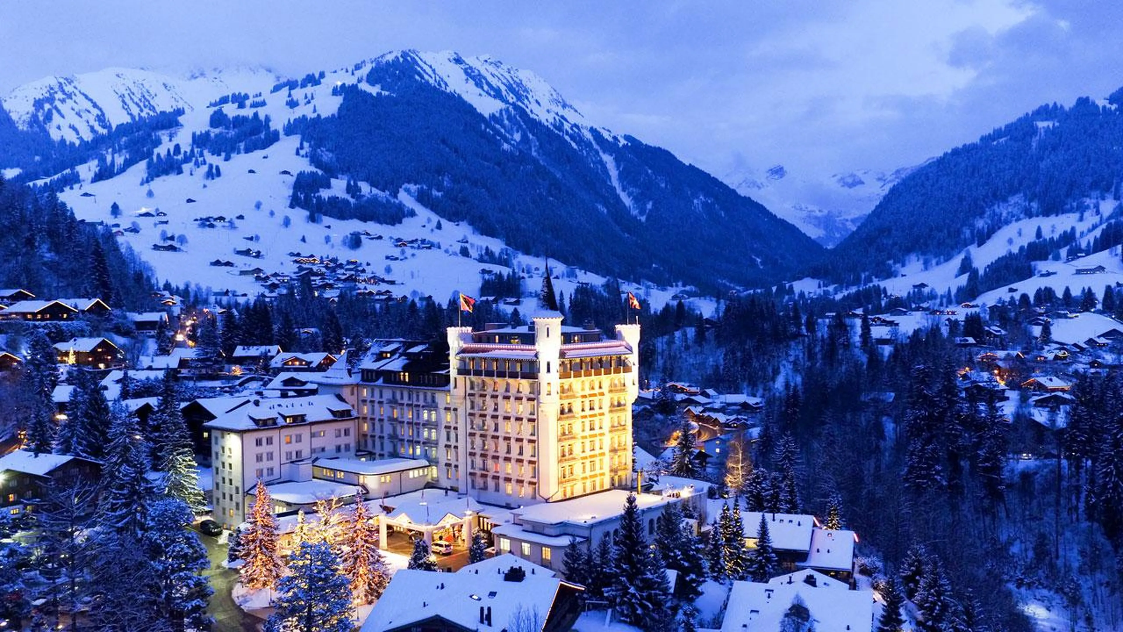 Gstaad Palace at night