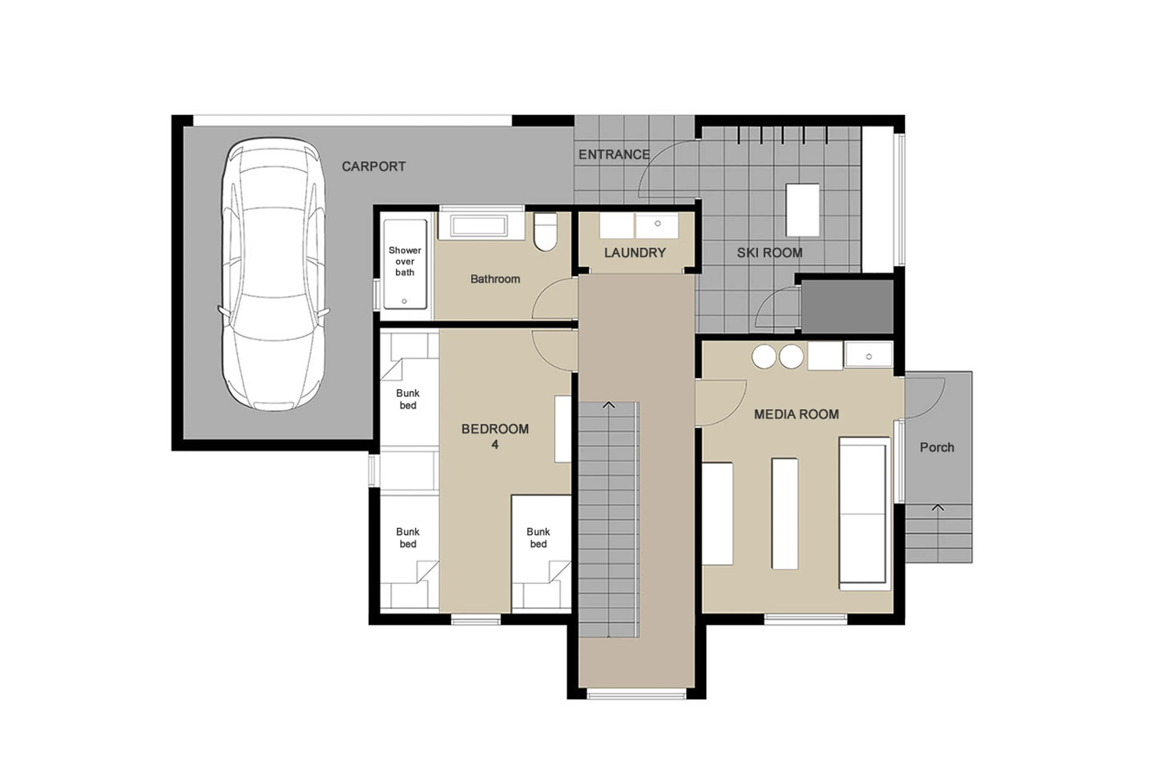 Level 0 floor plan of Gustav's Hideaway in Niseko