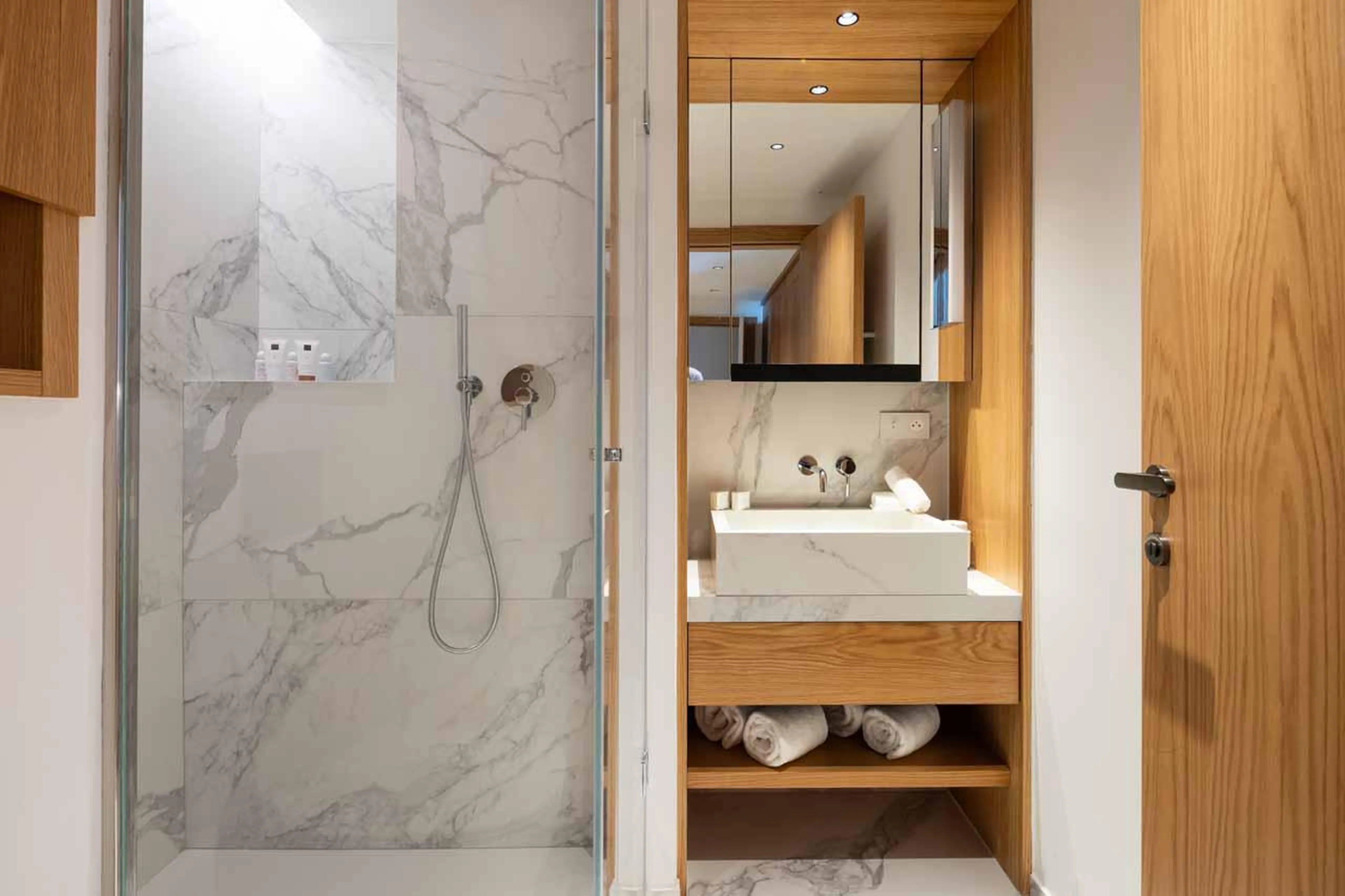 En-suite shower room in Sasha Apartment 3, Courchevel 1850