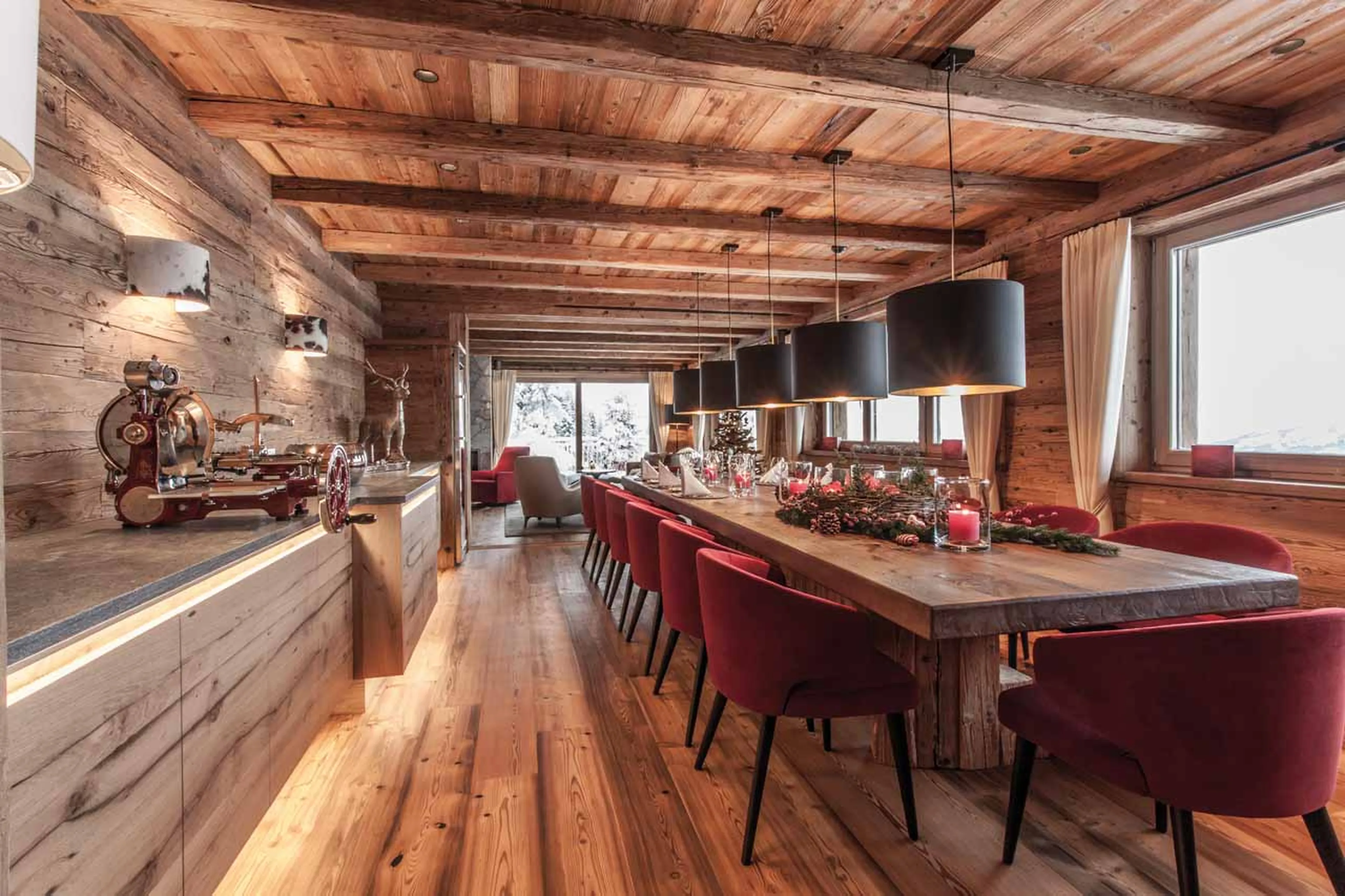 Dining table at Hahnenkamm Lodge in Kitzbuhel