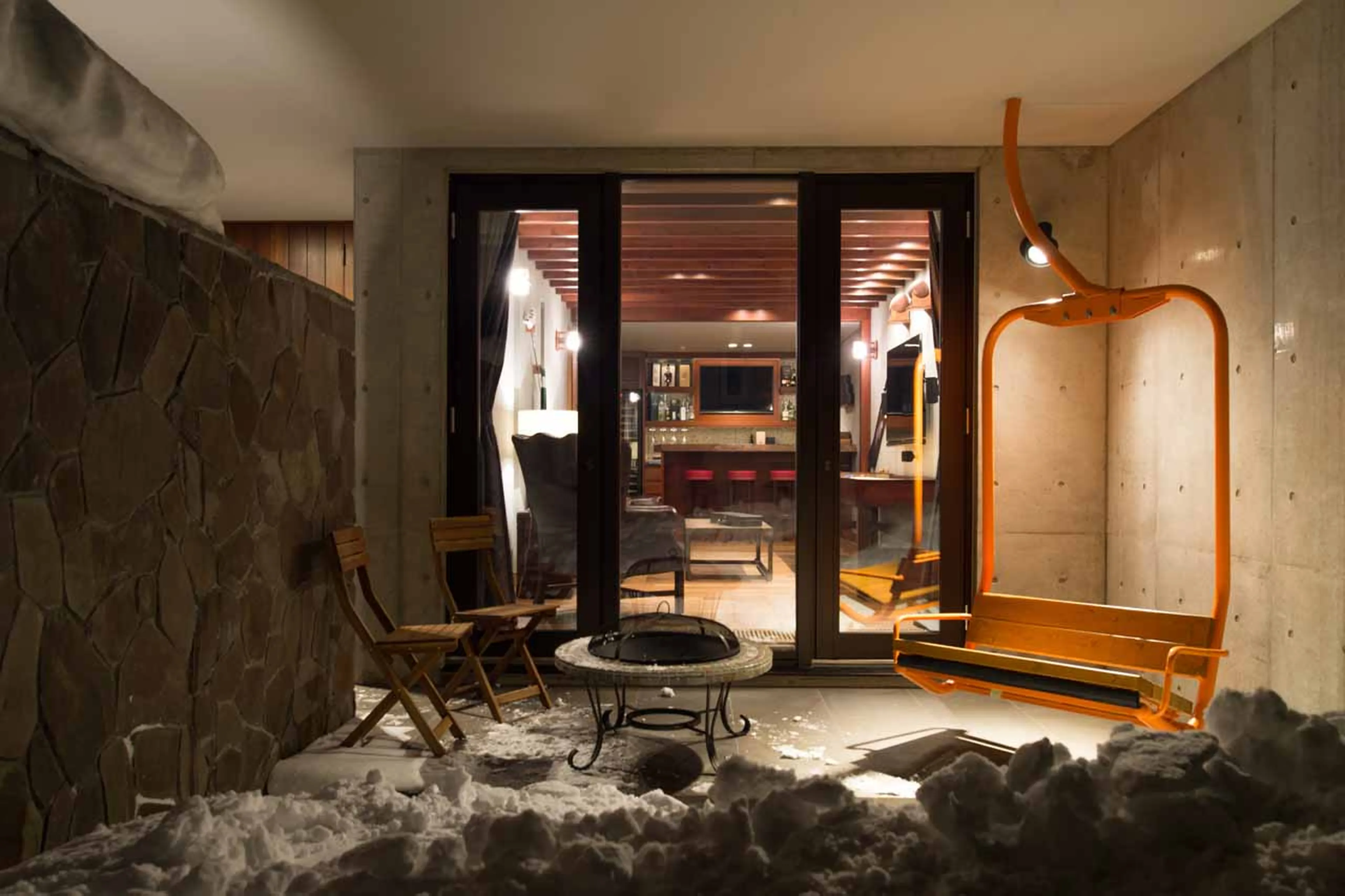 Terrace of man cave at Hakuchozan in Niseko