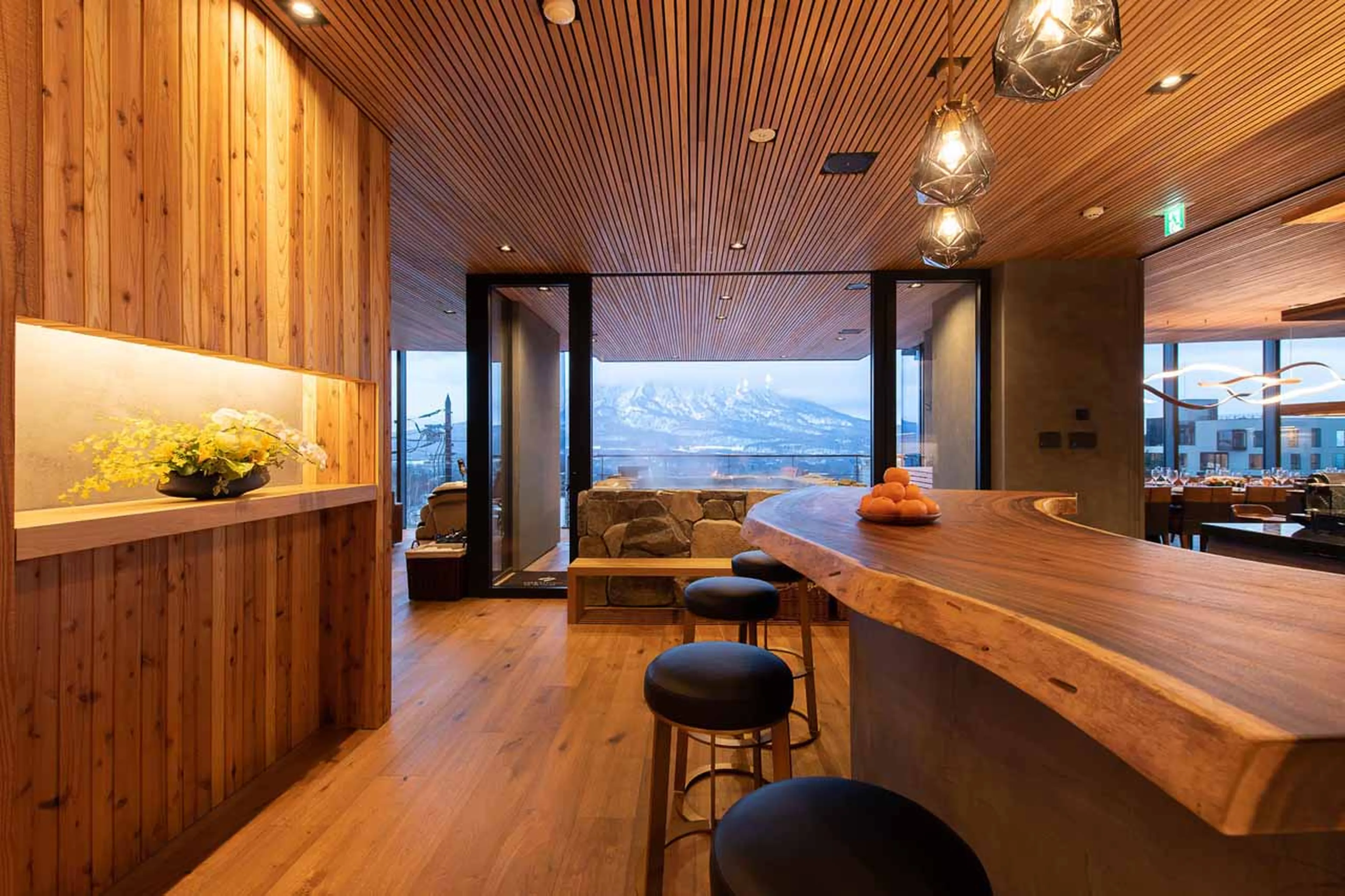 Bar seating at HakuVillas in Niseko