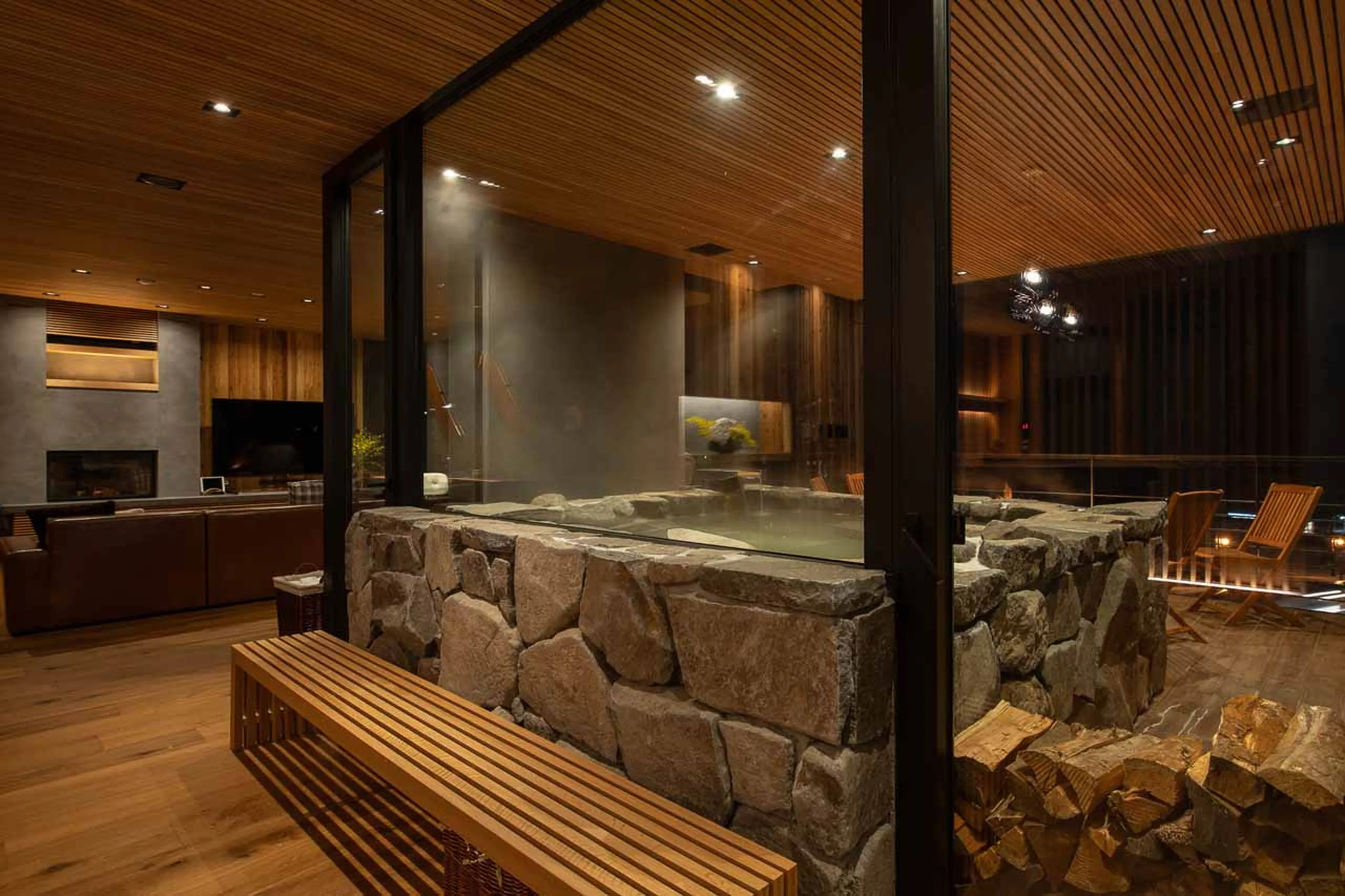 Onsen at HakuVillas in Niseko