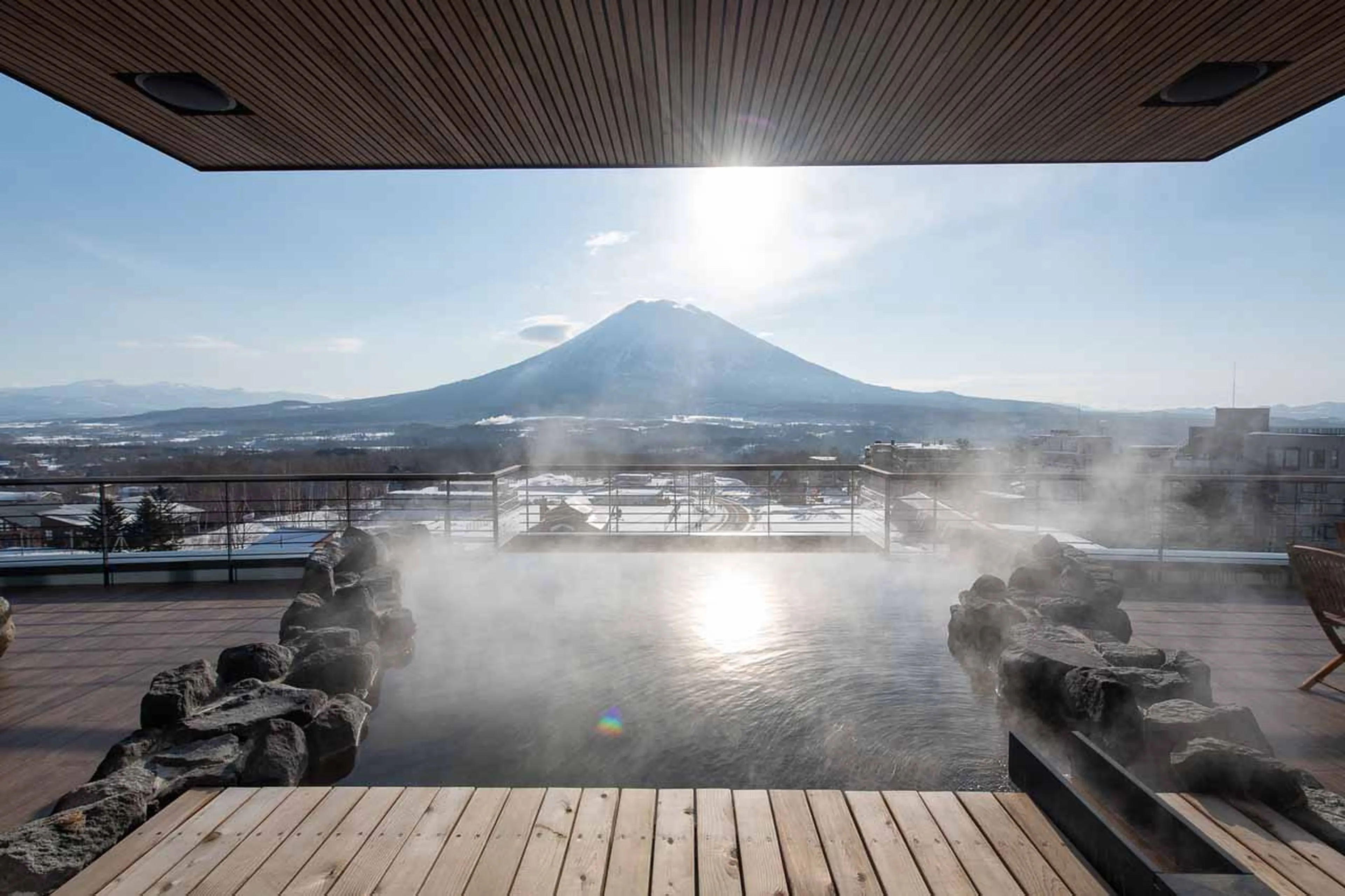 Private onsen at HakuVillas Penthouse in Niseko