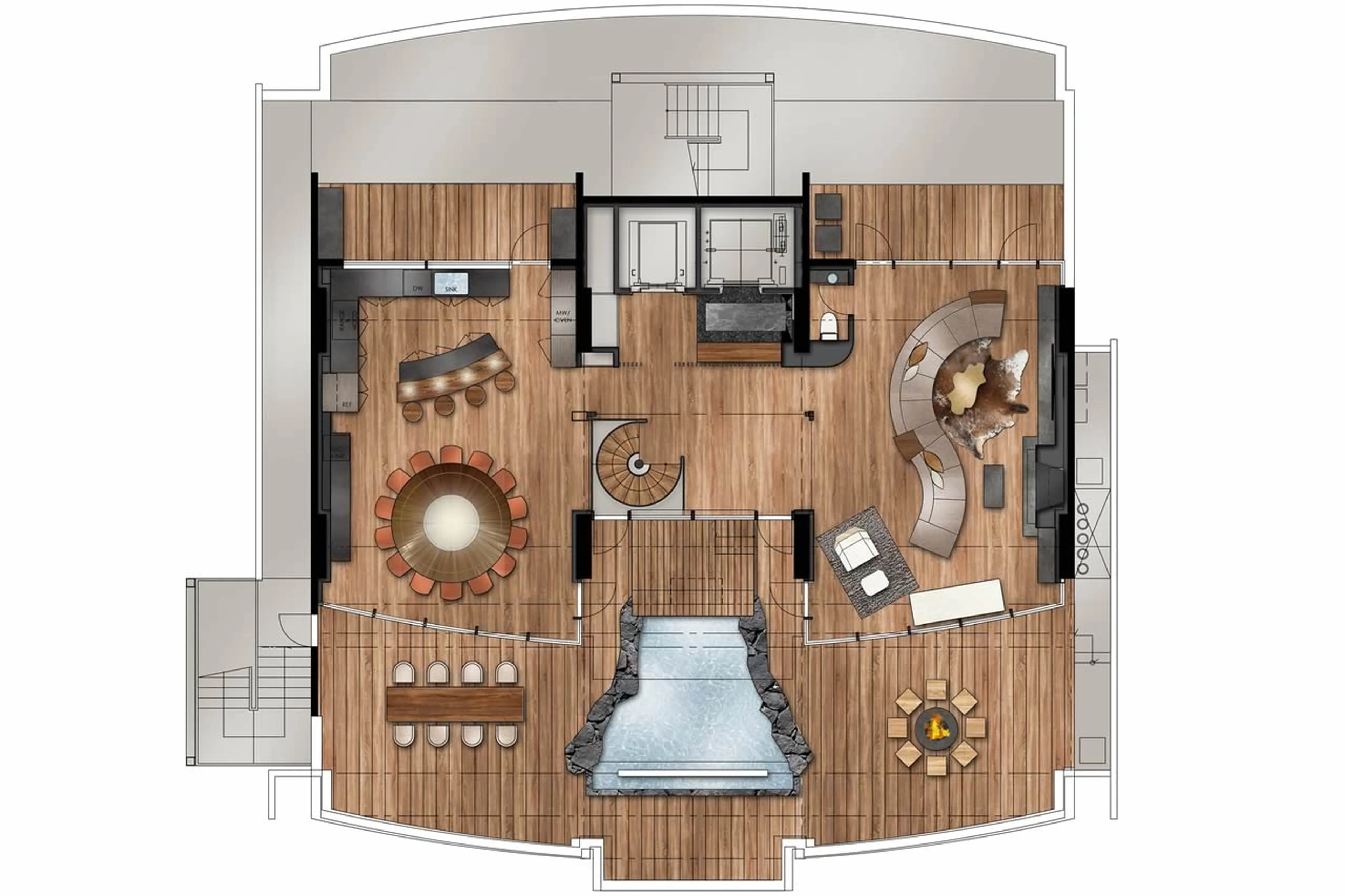 Upper level floor plan of HakuVillas Super Penthouse