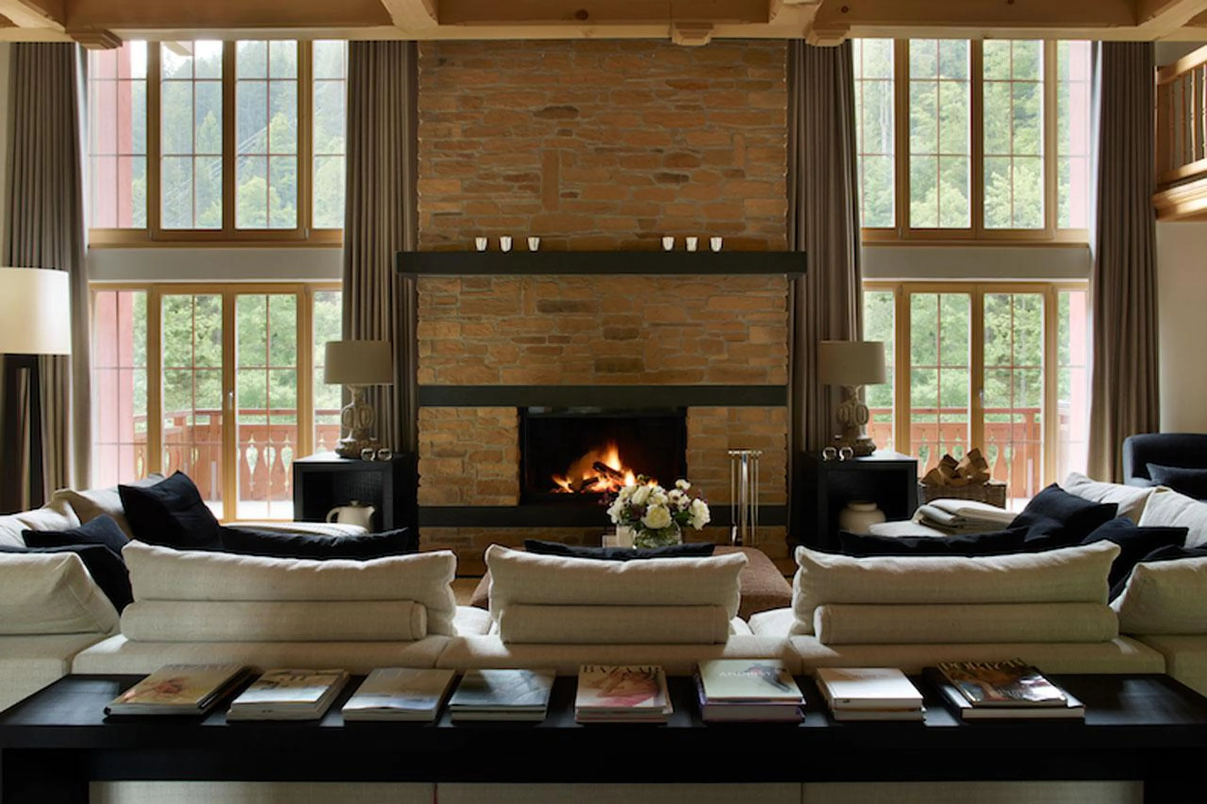 Fireplace at Haus Alpina I in Klosters