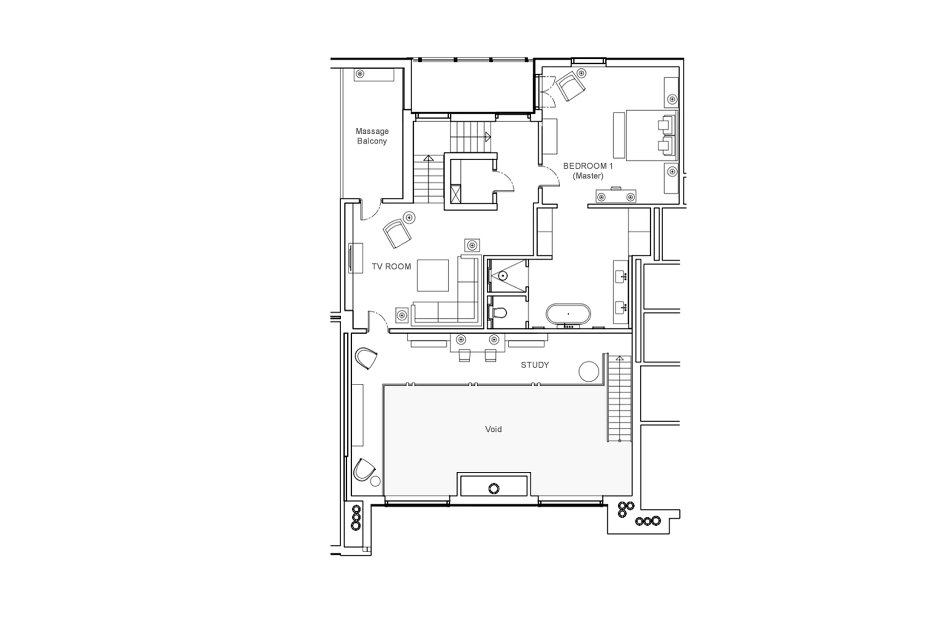 Top level floor plan of Haus Alpina in Klosters