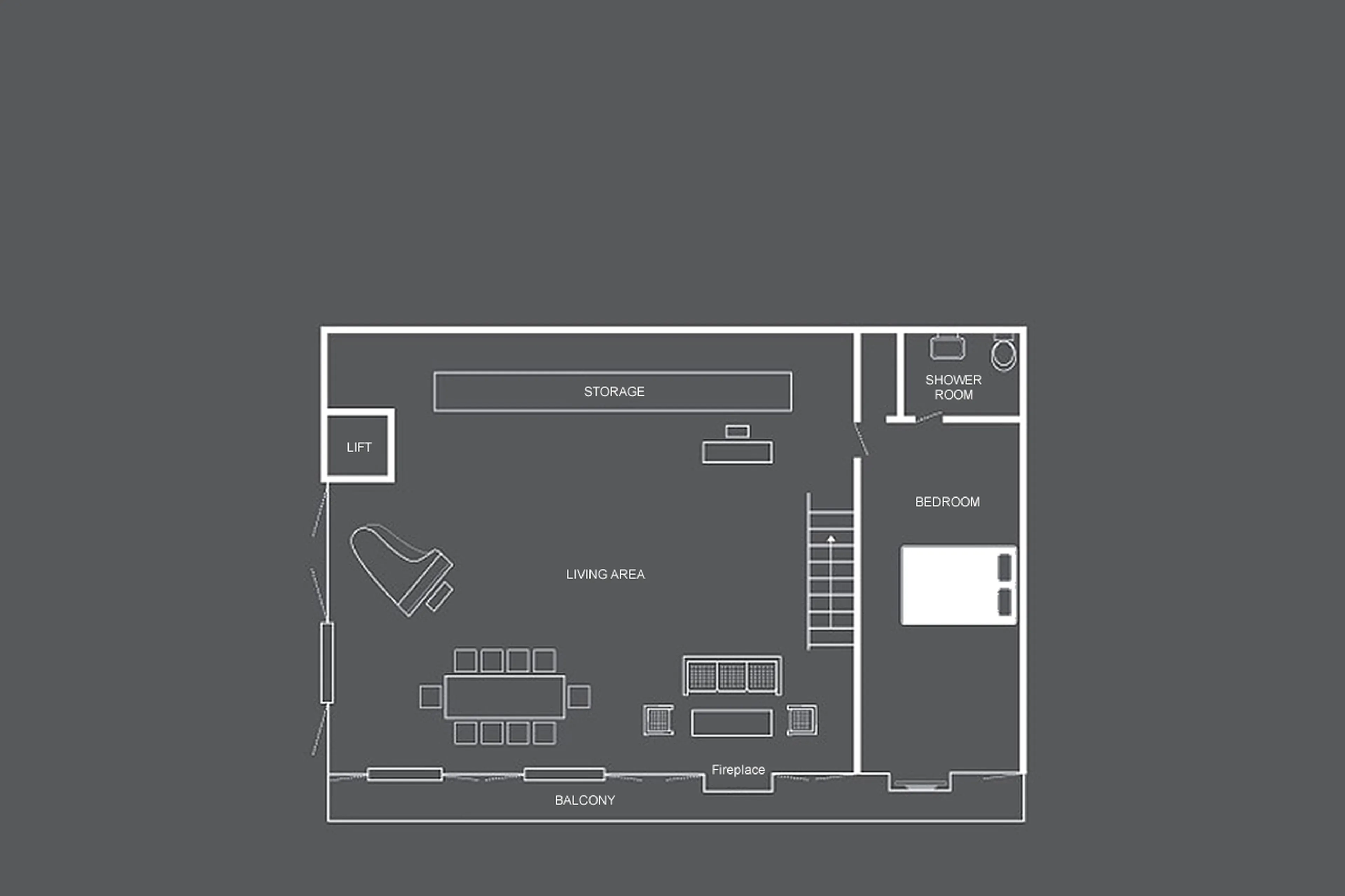 Level 0 floor plan of Heinz Julen Loft in Zermatt