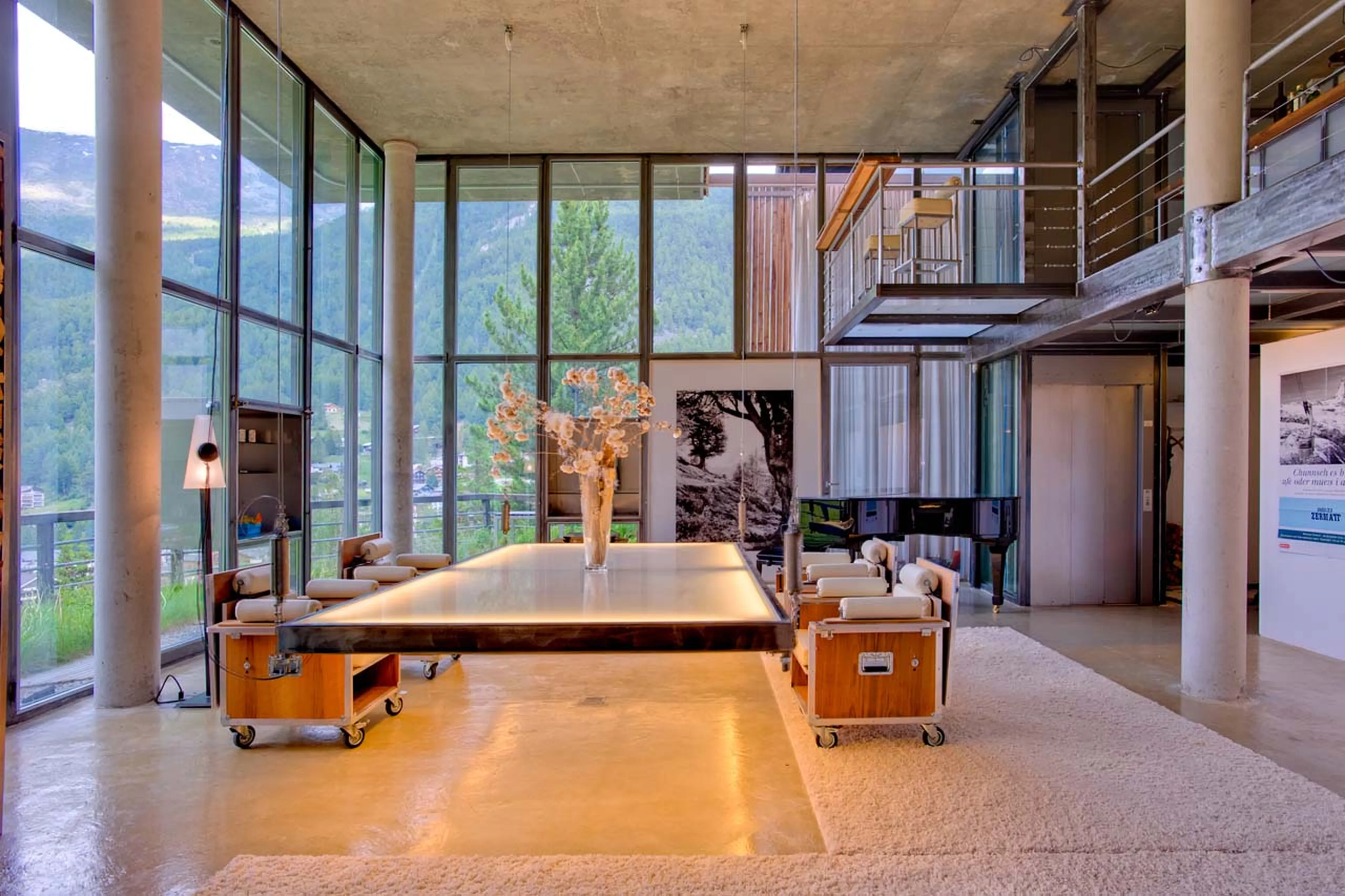 Dining table at Heinz Julen Loft in Zermatt