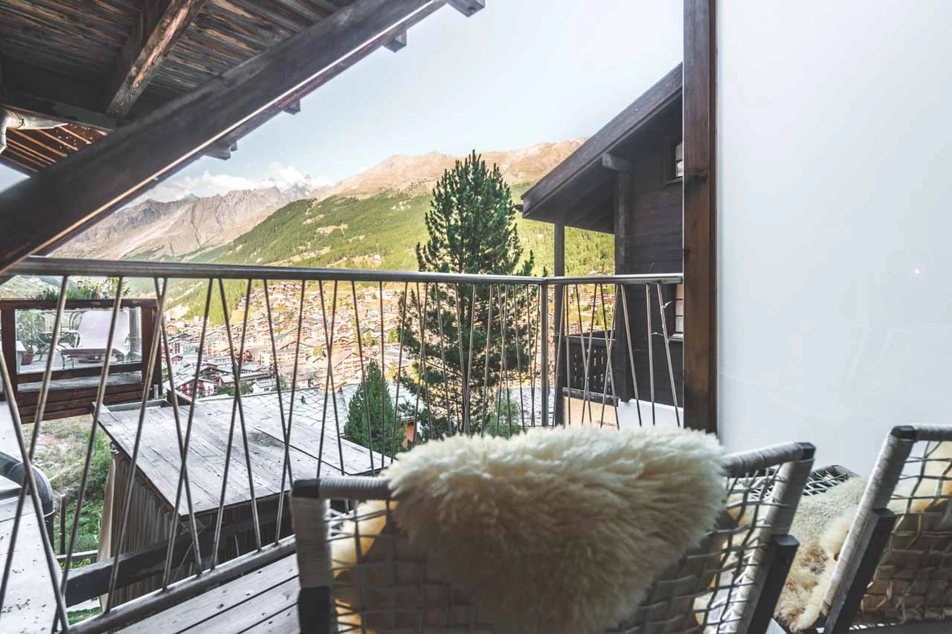 Terrace from master bedroom at  Heinz Julen Loft in Zermatt