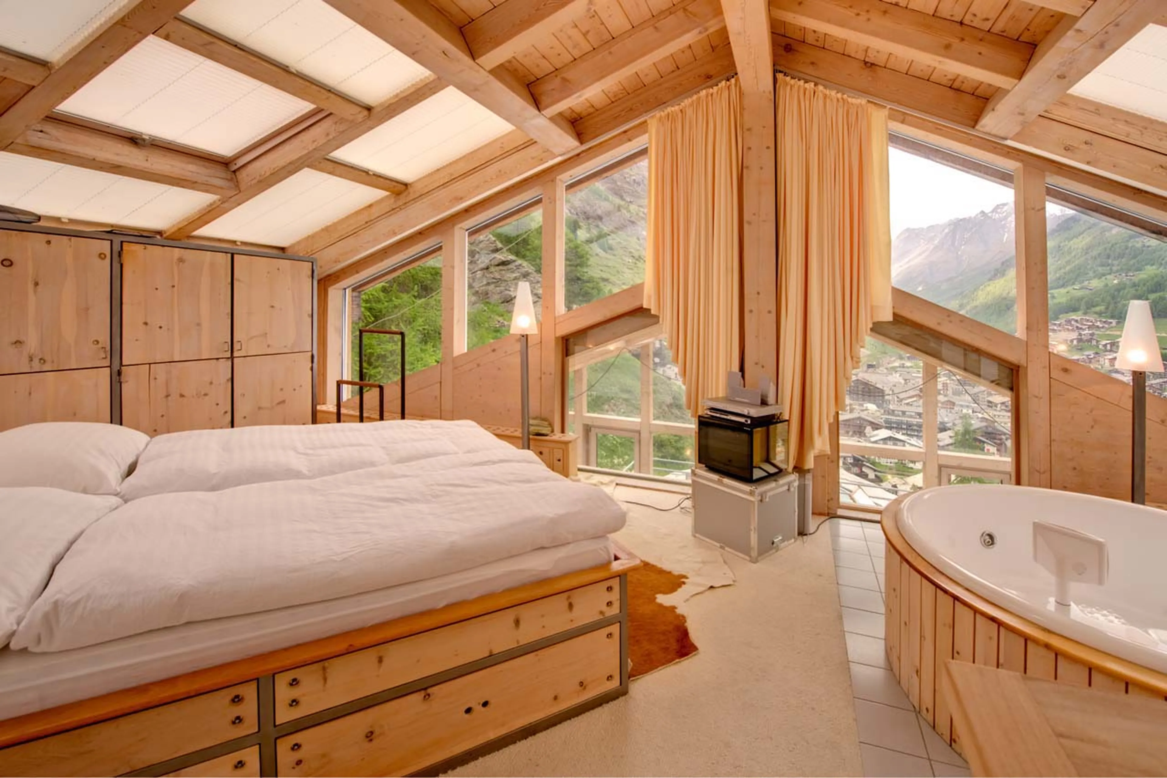 Bedroom one at Heinz Julen Penthouse in Zermatt