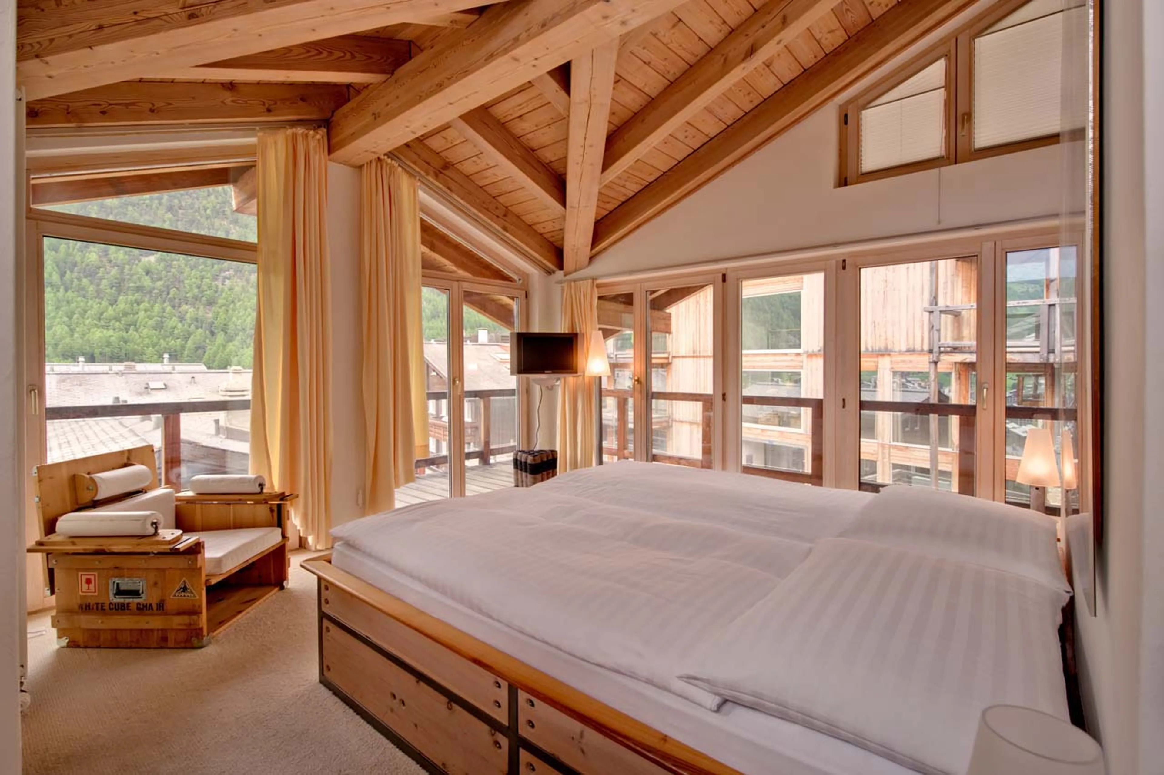 Bedroom three at Heinz Julen Penthouse in Zermatt
