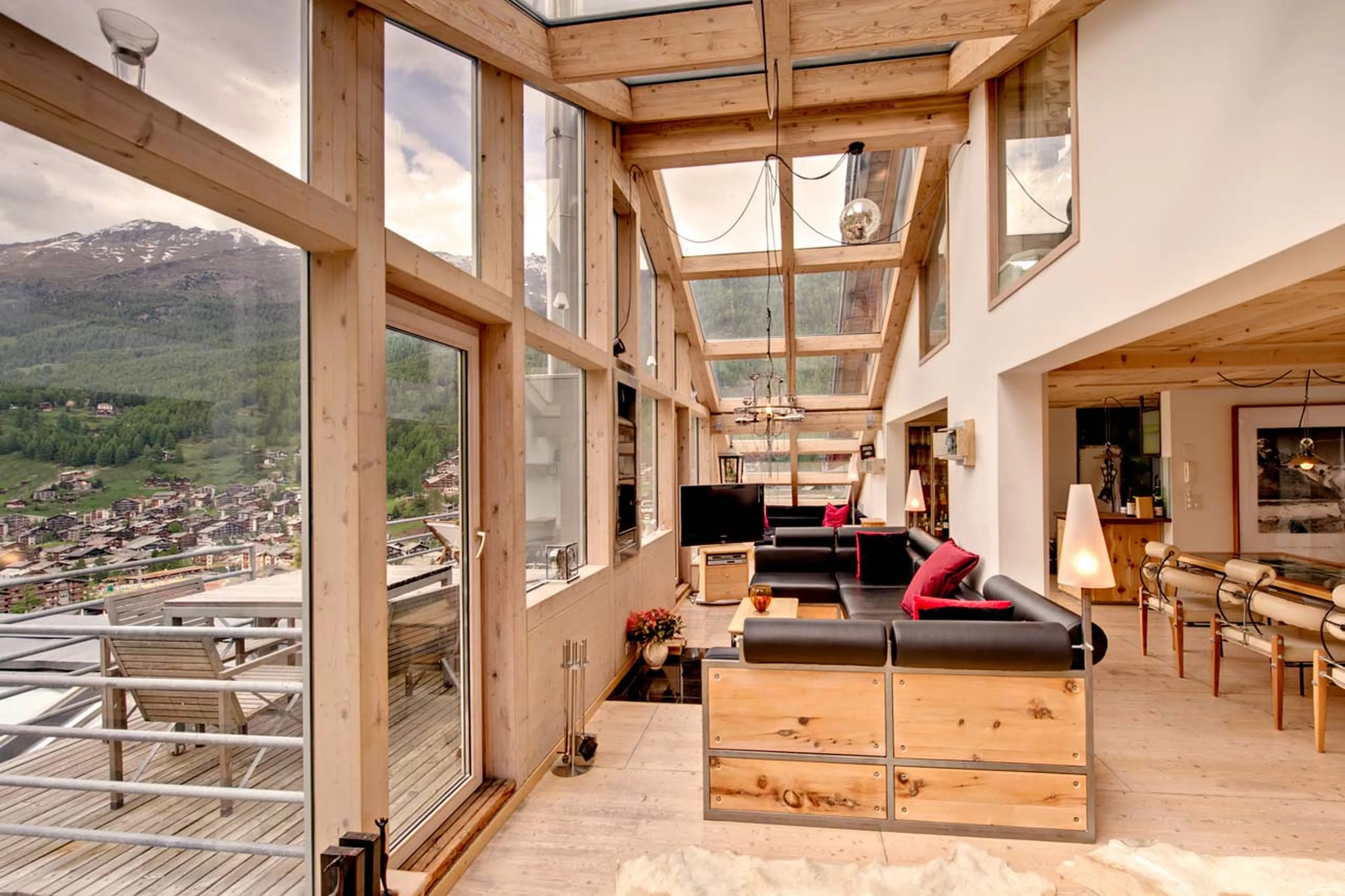 Seating areas in living area of Heinz Julen Penthouse in Zermatt