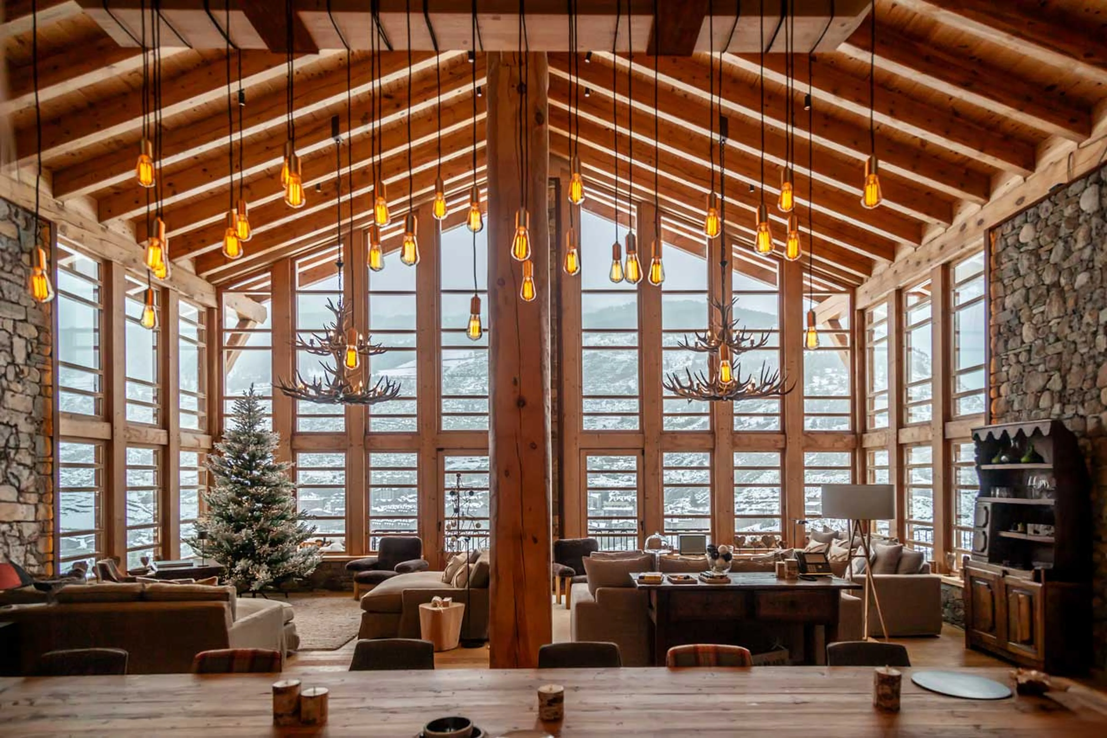 Living area at Hermitage Mountain Lodge in Andorra