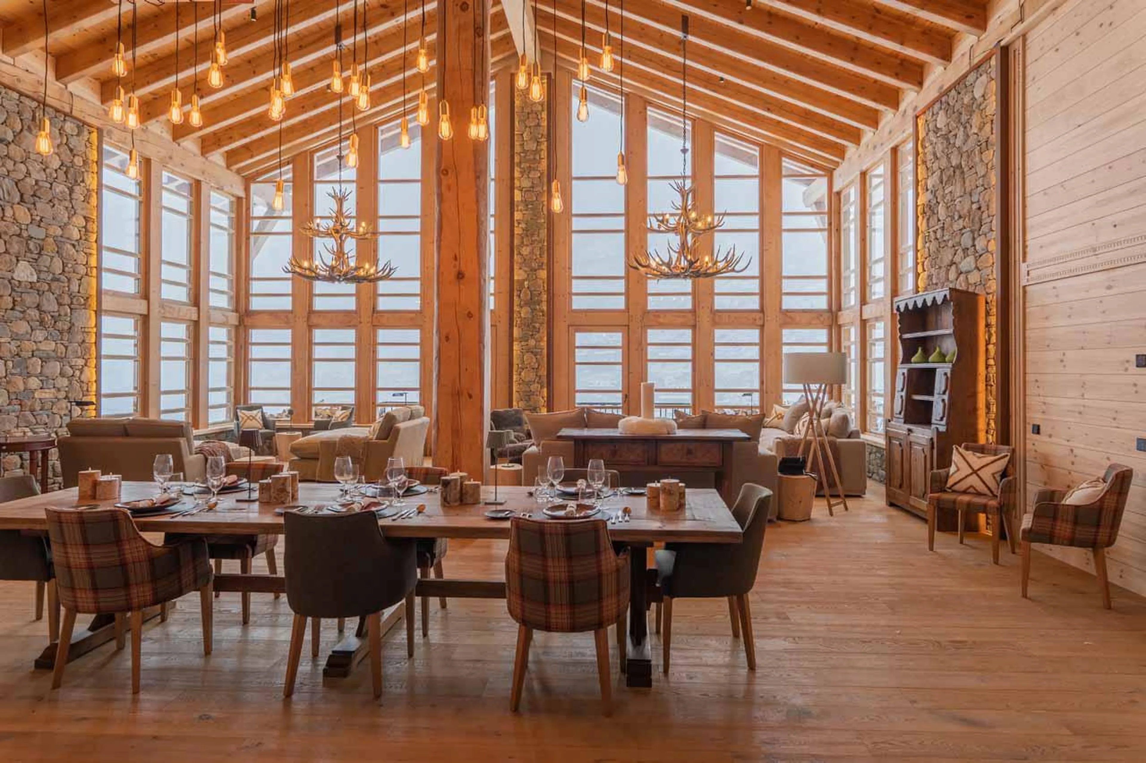 Living area at Hermitage Mountain Lodge in Andorra