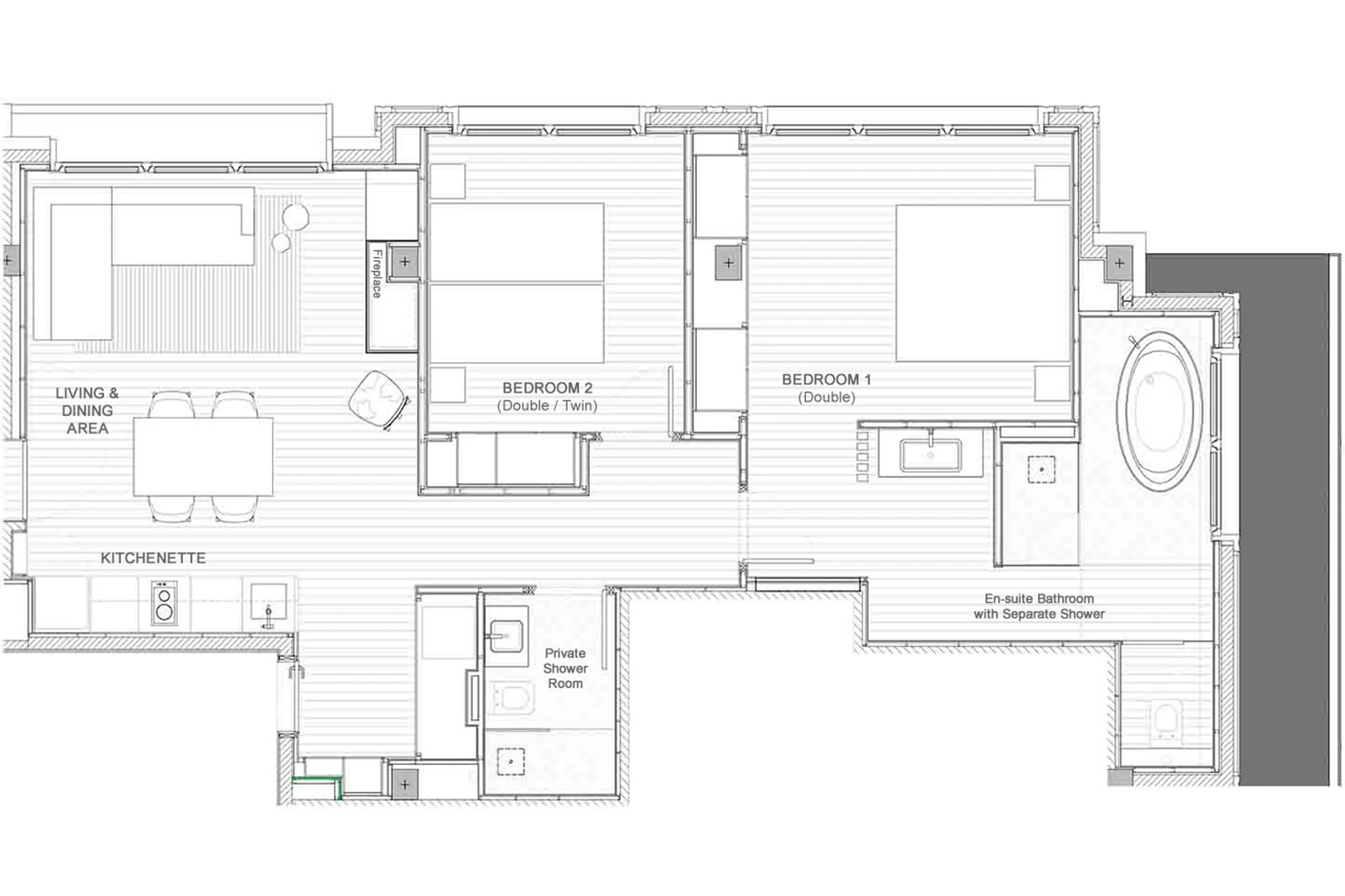 Floor plan of Hermitage Mountain Residence 120 in Soldue
