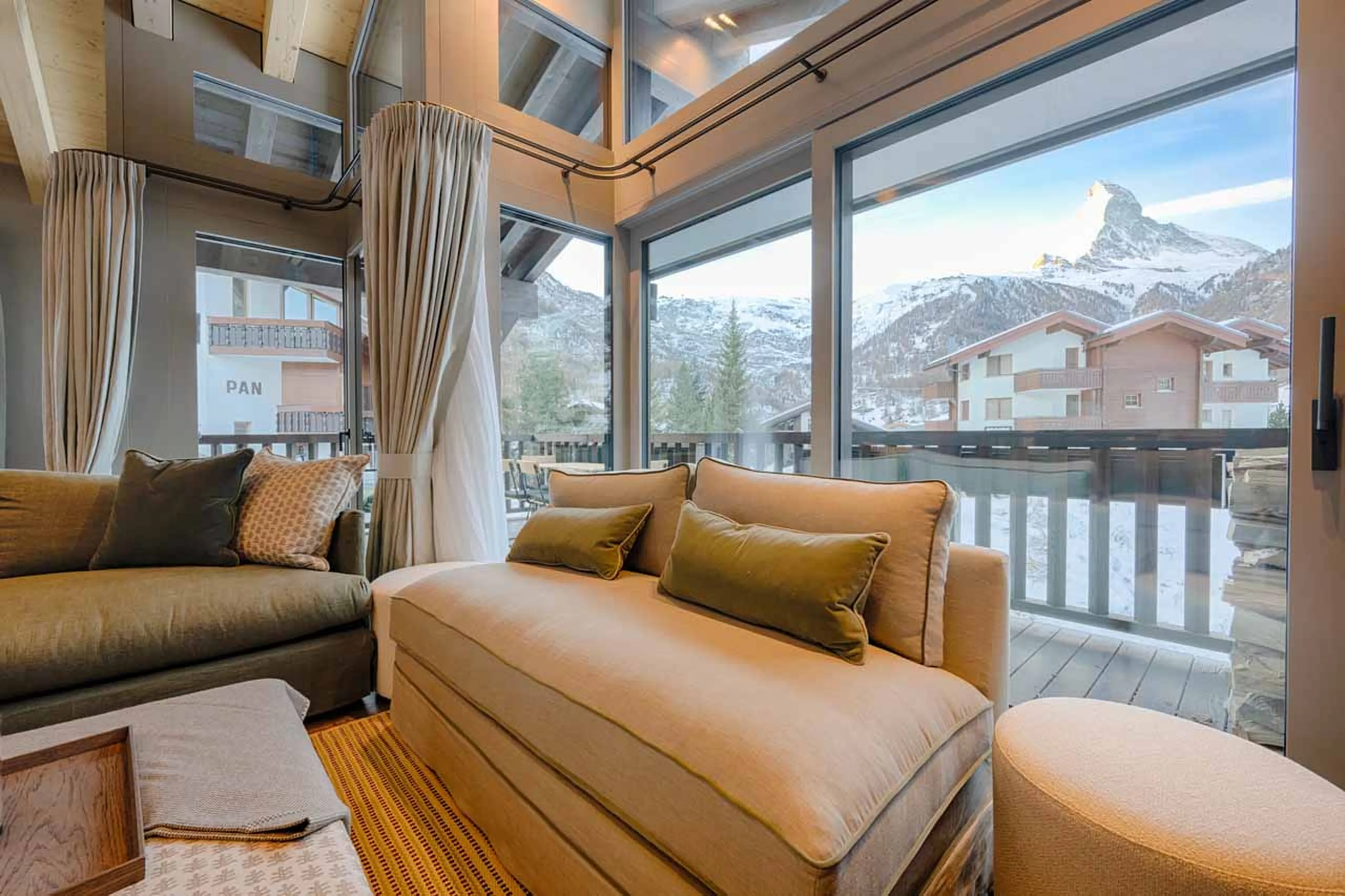 View from living area at Horu Lodge in Zermatt