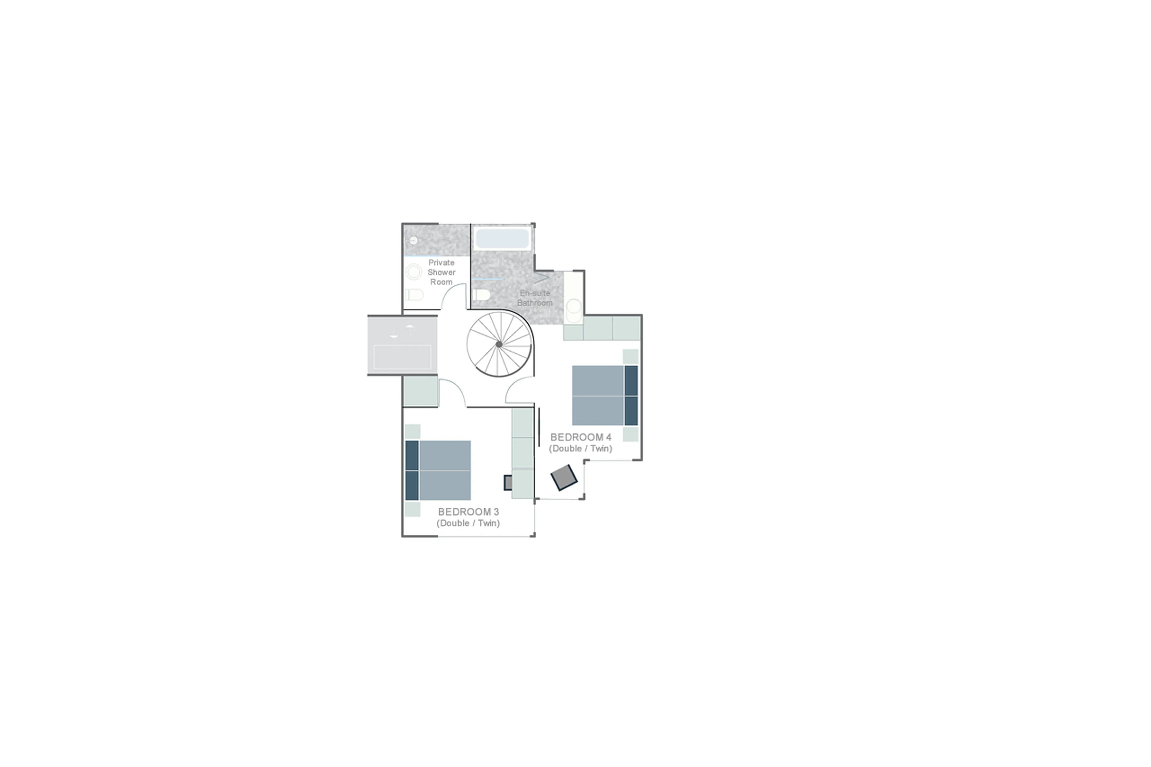 Level 2 floor plan of Horu Lodge in Zermatt