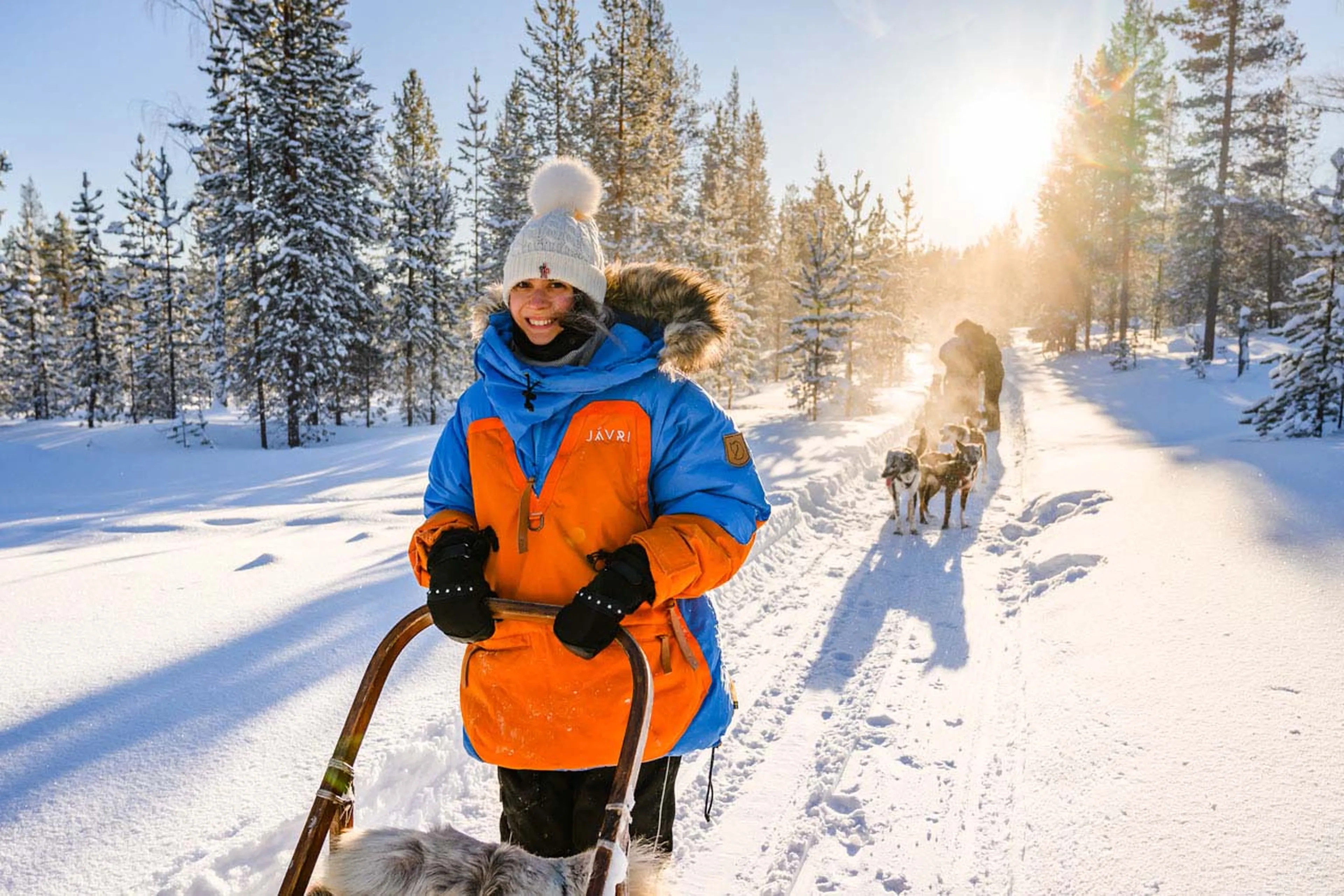 Dog sledding at Javri Lodge in Finland