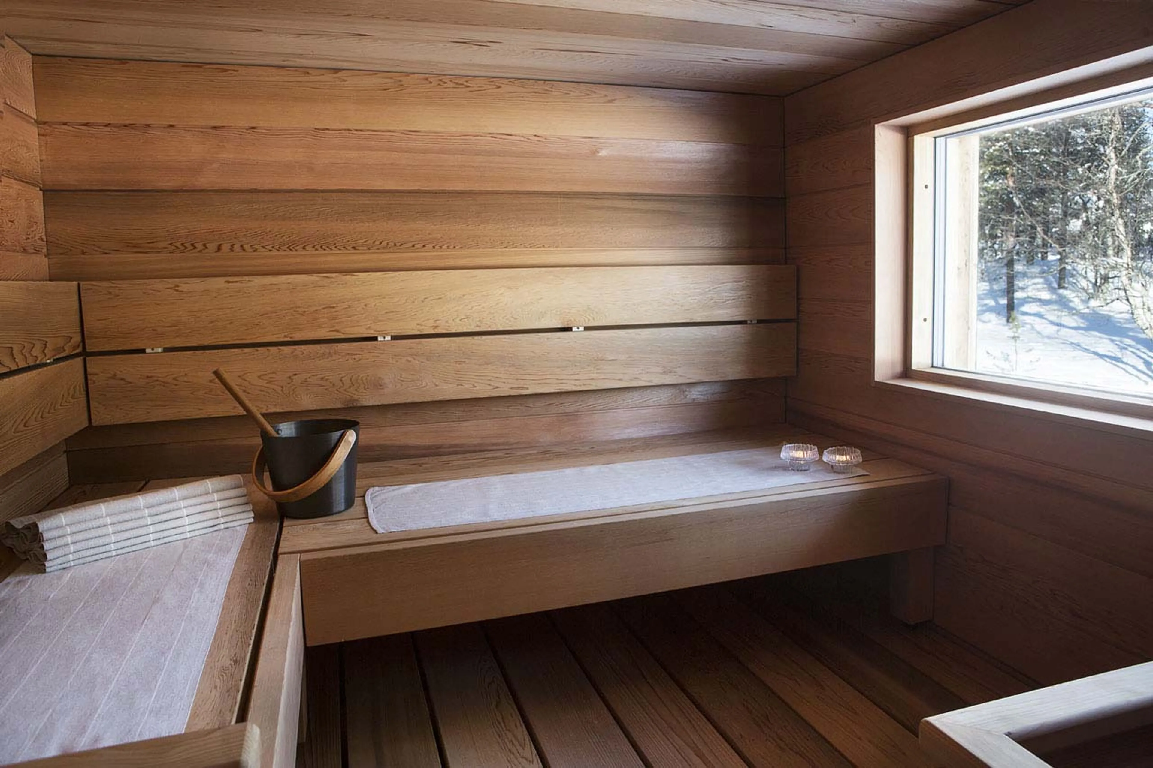 Sauna views at Javri Lodge in Finland