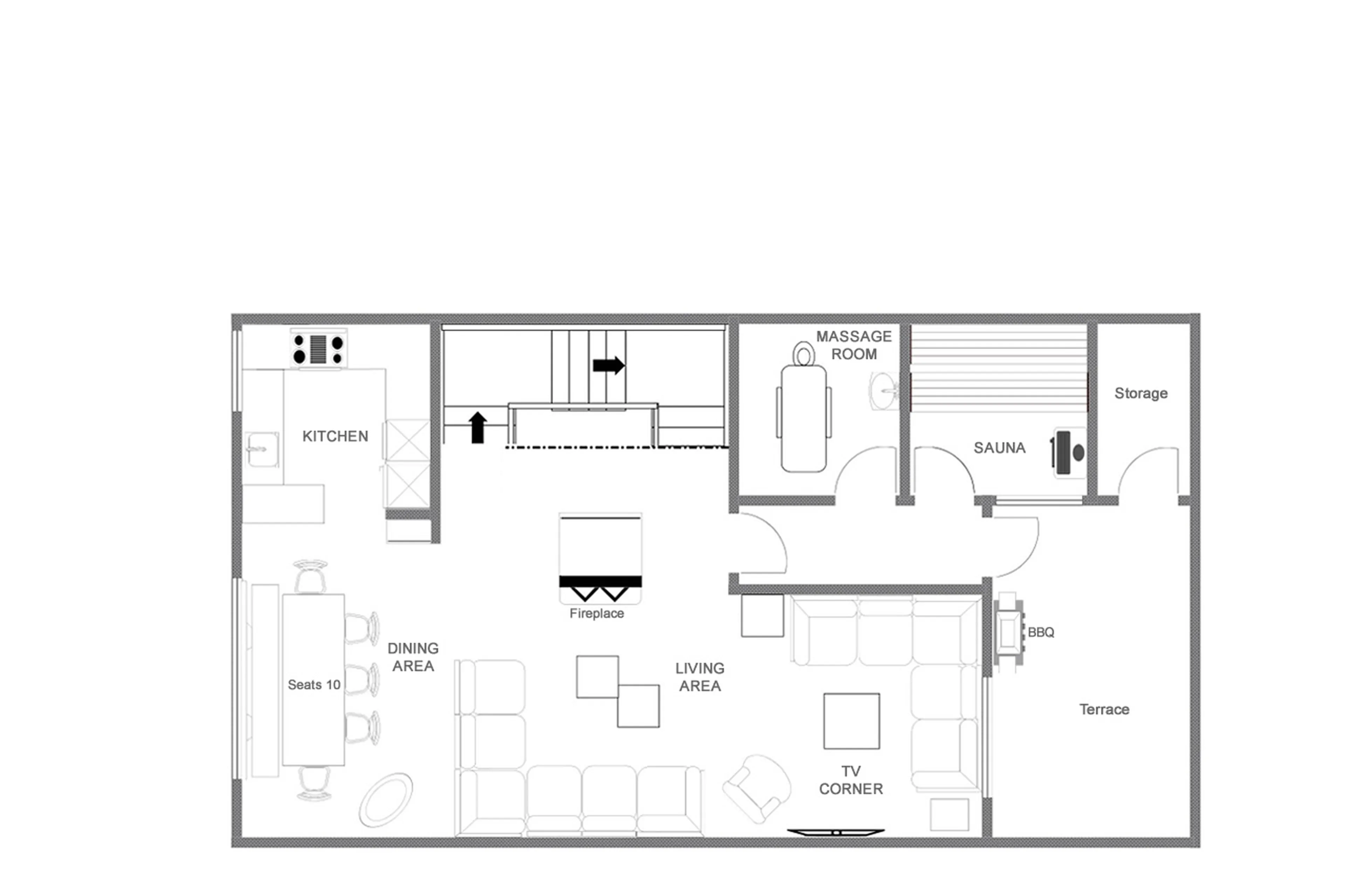 Level 1 floor plan of Kikombe Lodge in St Anton