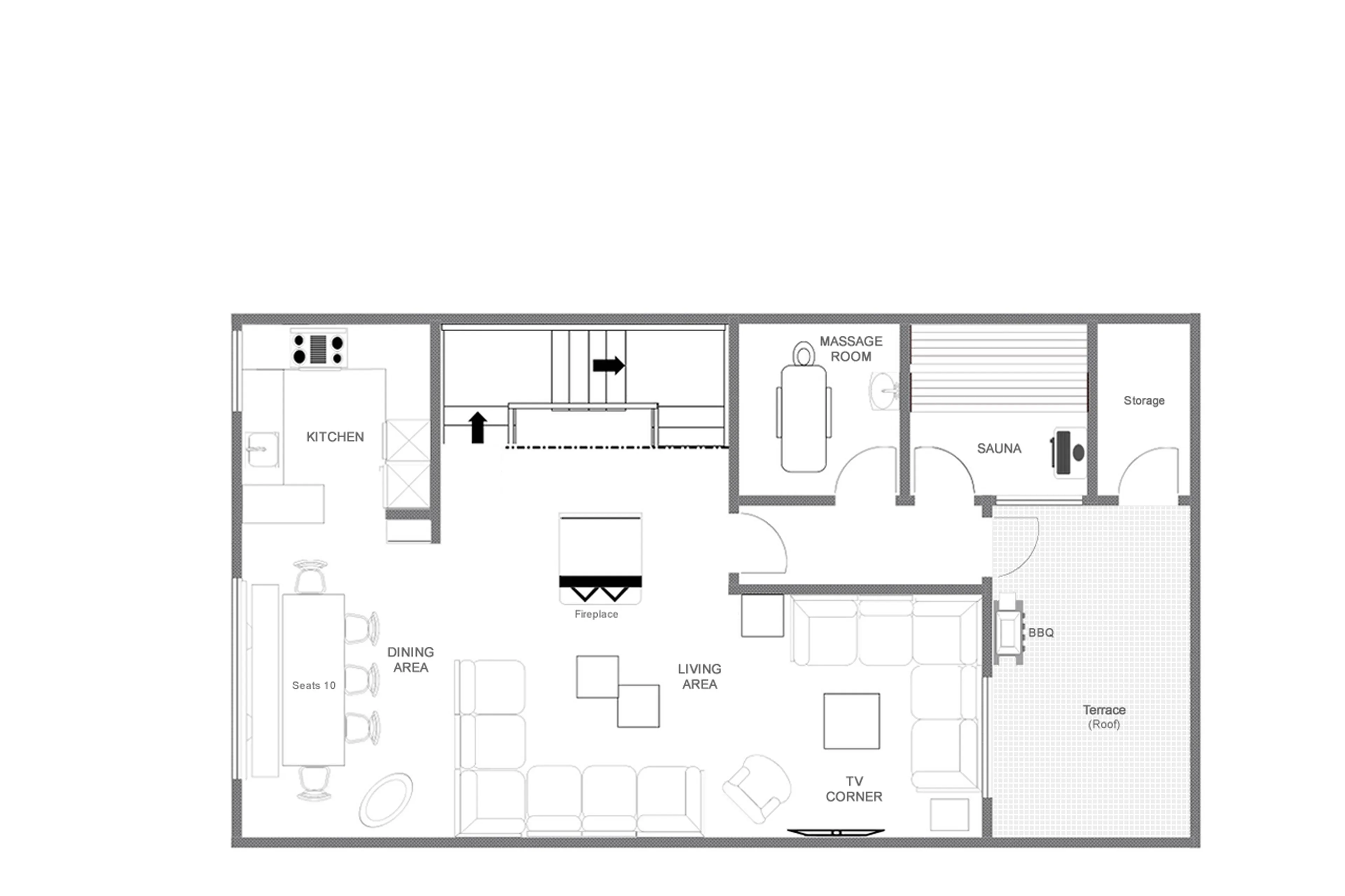 Level 1 floor plan of Kikombe Lodge in St Anton