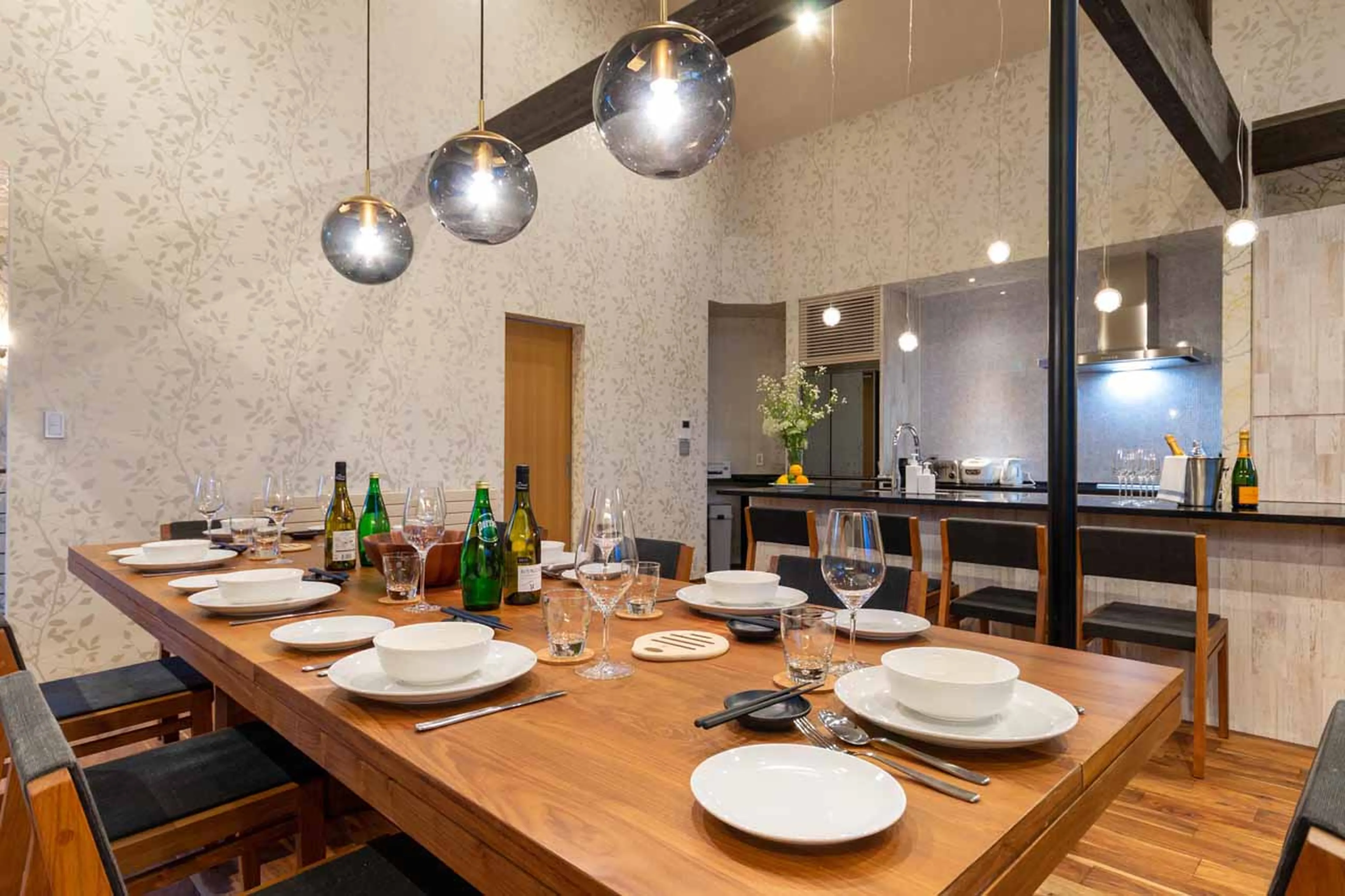 Dining table at Kitsune House in Niseko