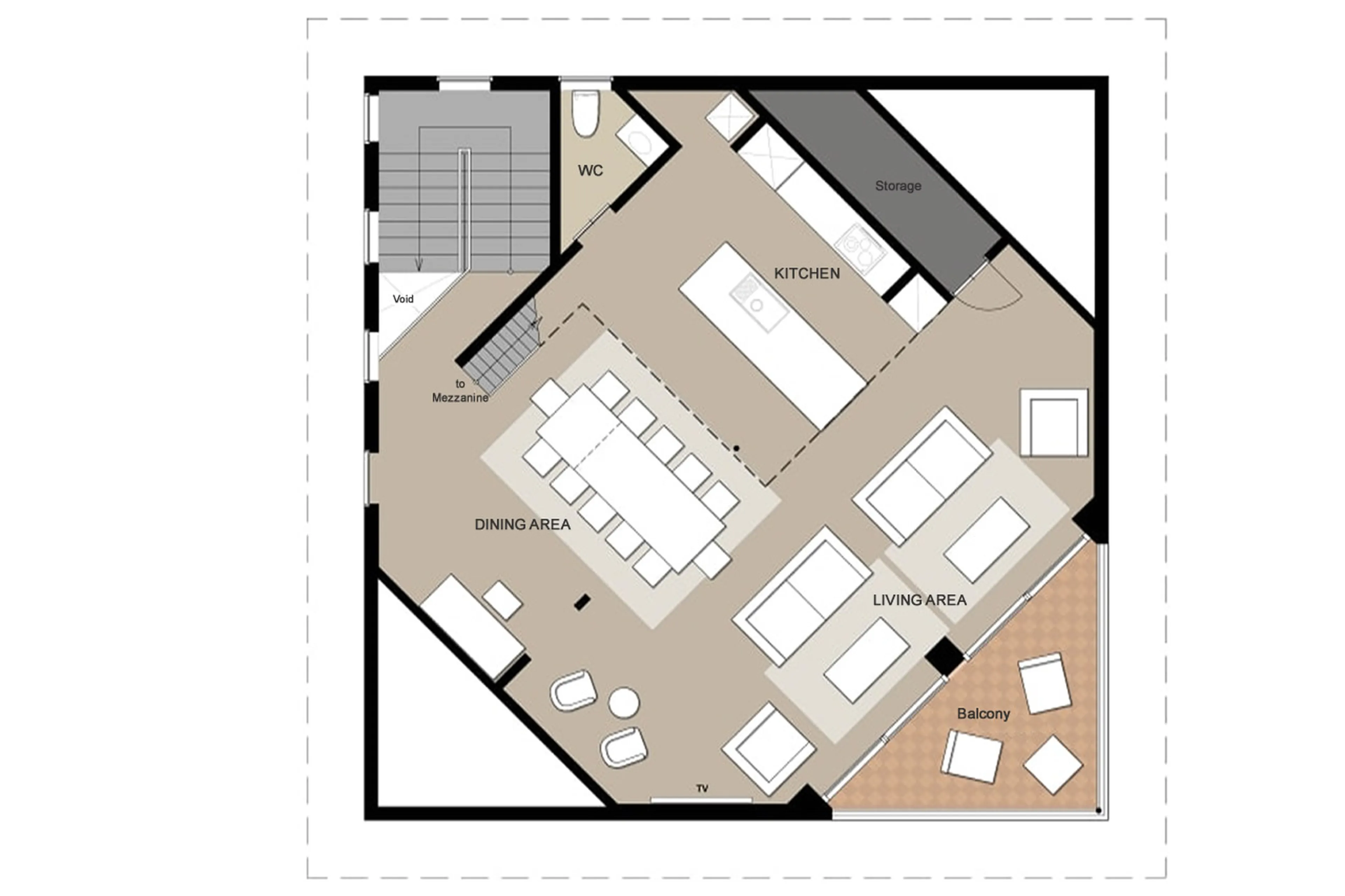 Level 2 floor plan of Kitsune House in Niseko