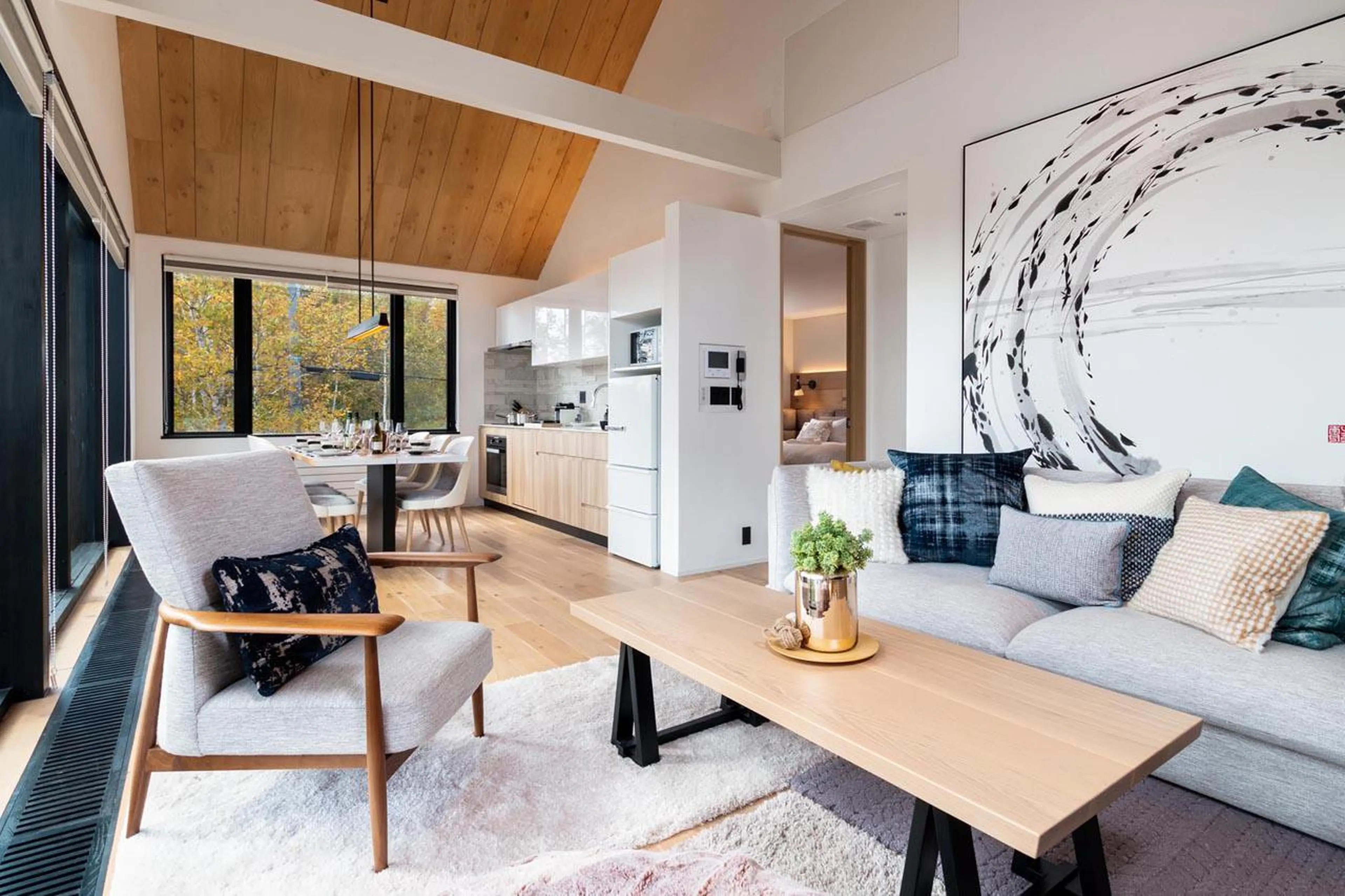 Modern living area at Koa Townhouse in Niseko
