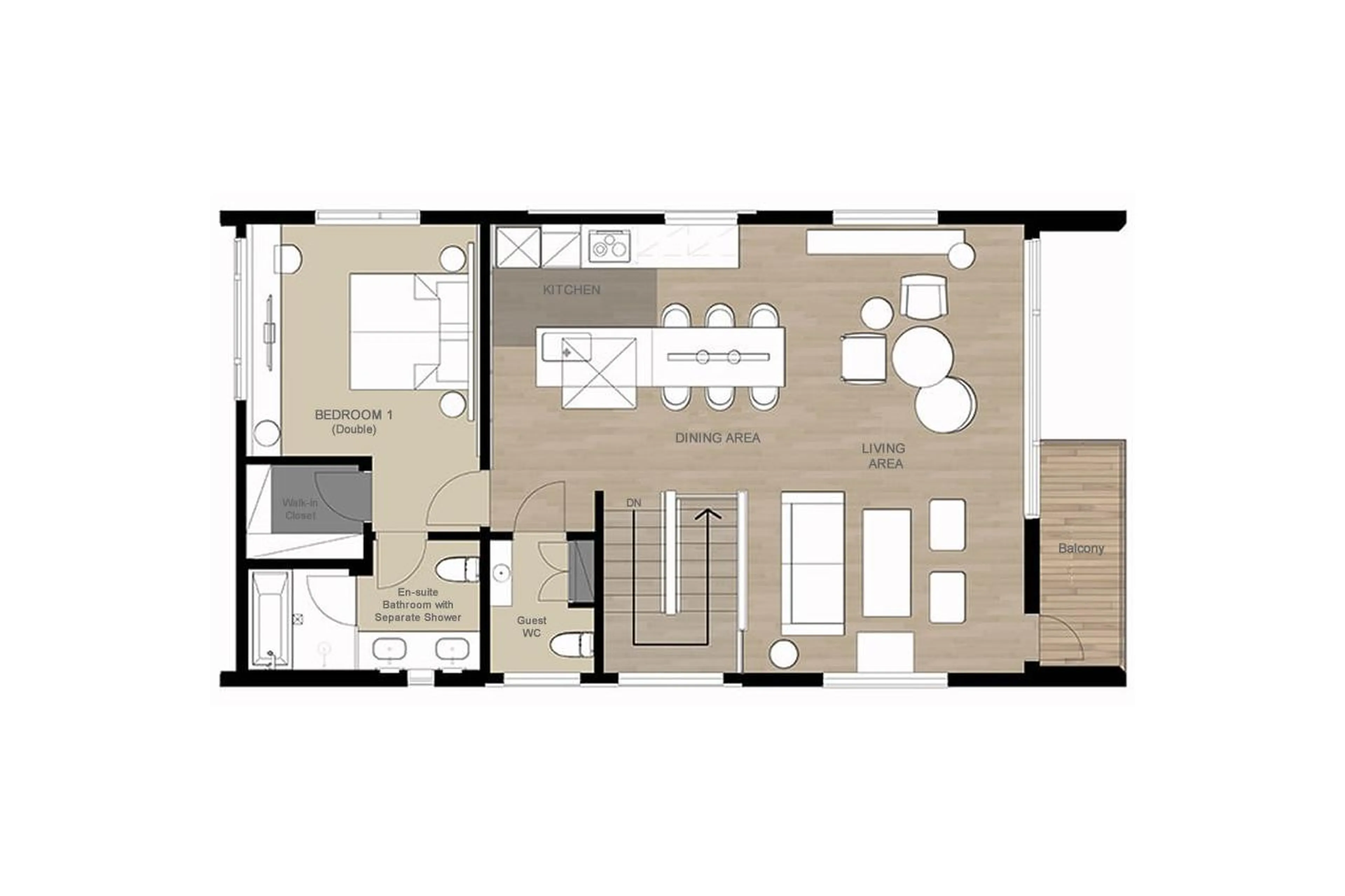 Top level floor plan of Koa Villa in Niseko
