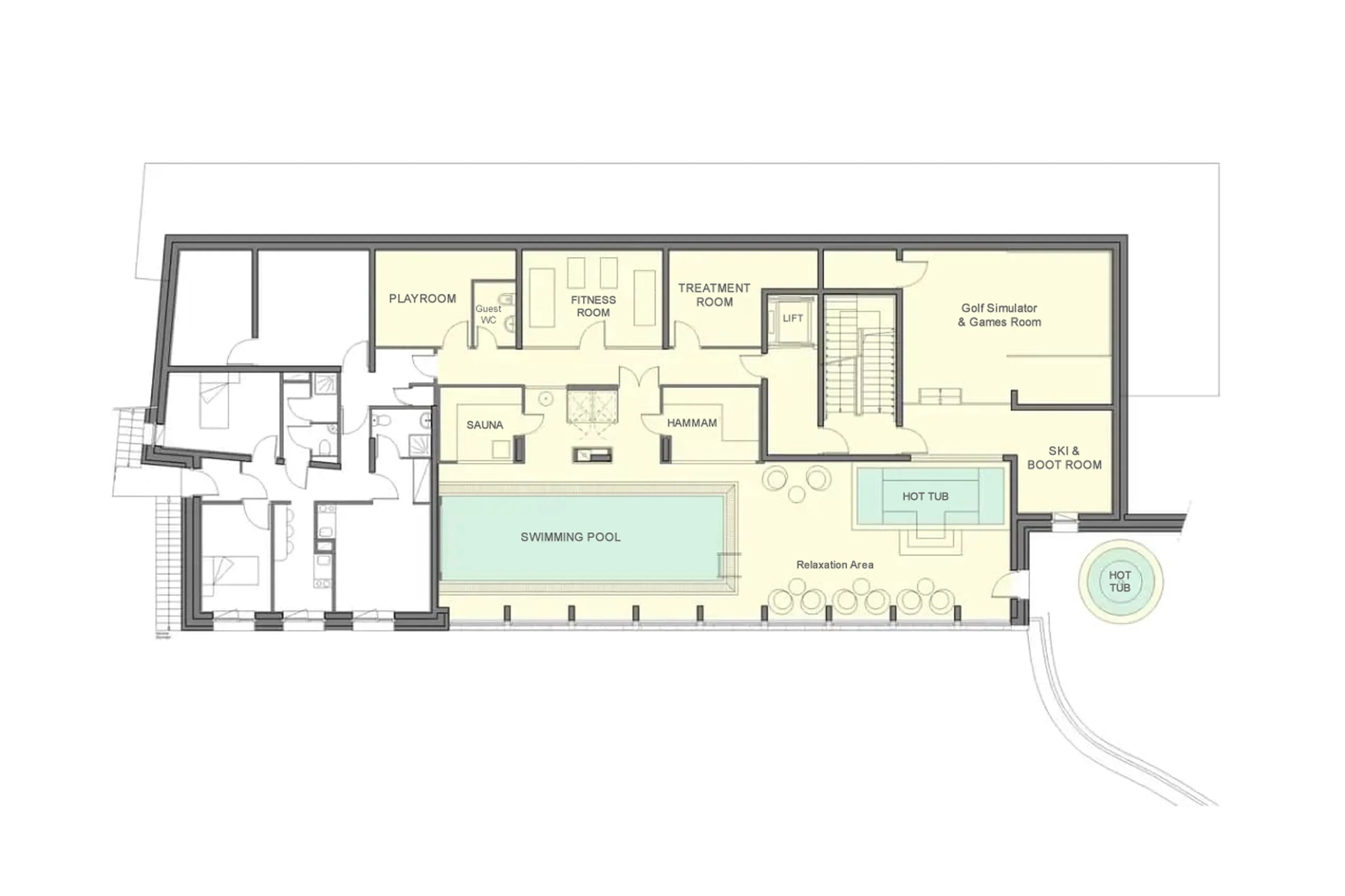Level 1 floor plan of Chalet La Datcha in Val Thorens