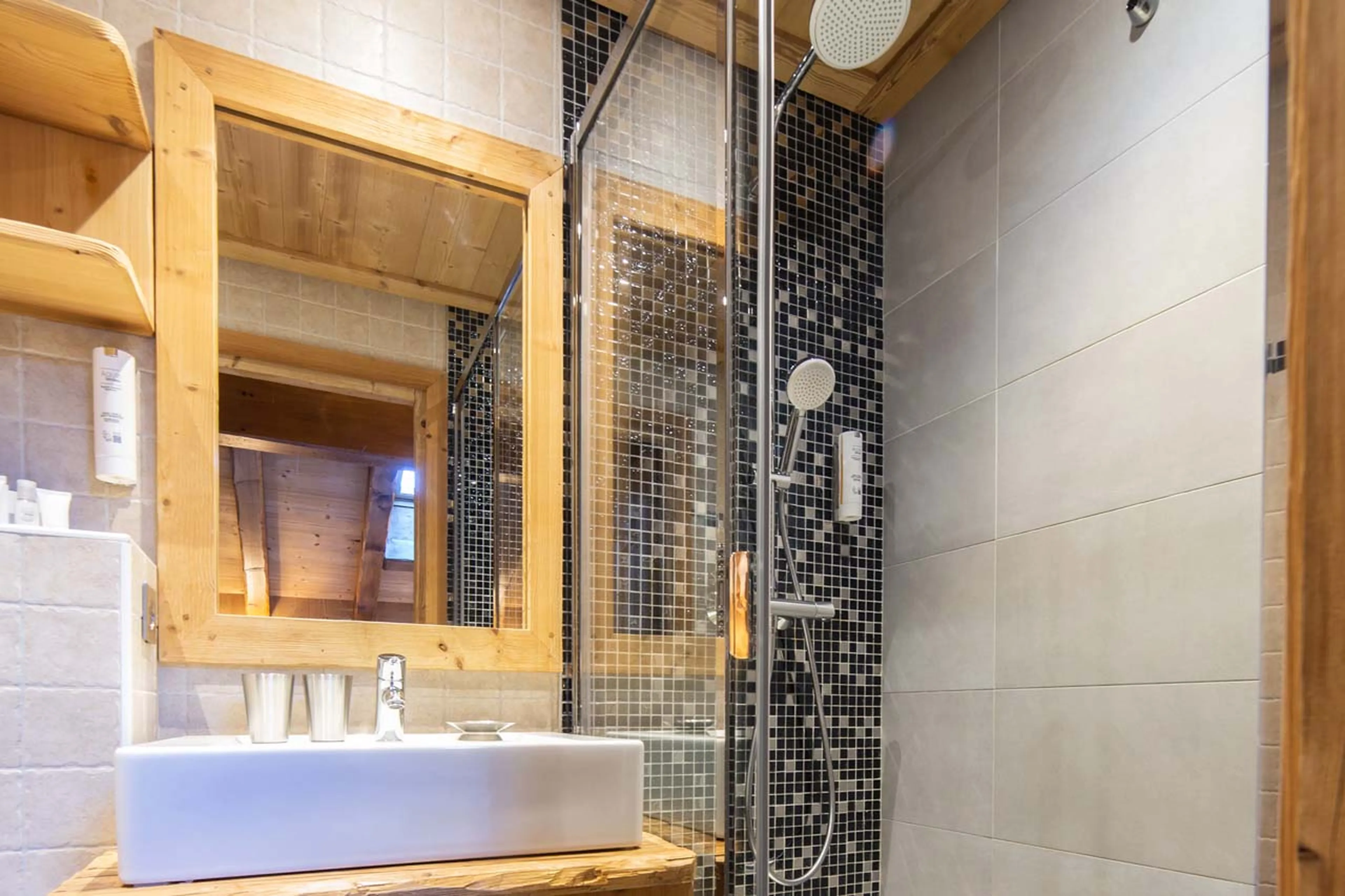 En-suite shower room at La Ferme de Mon Grand Pere in Meribel