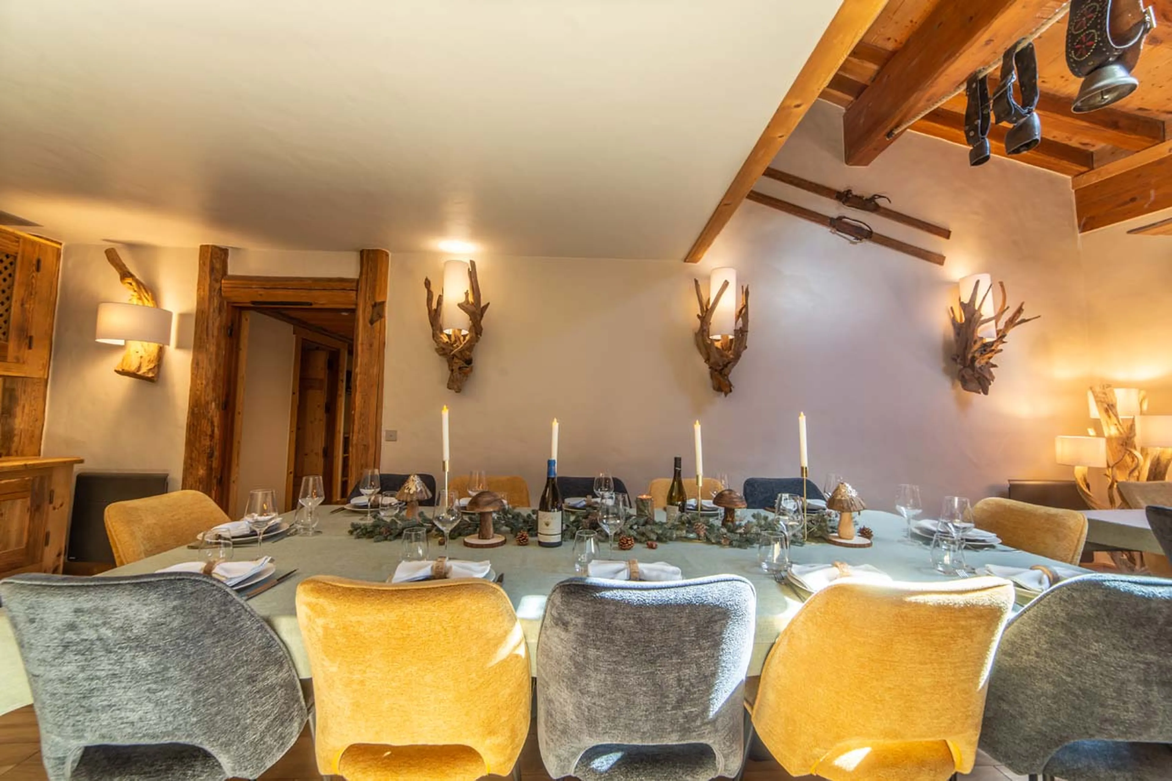 Dining table at La Ferme de Mon Grand Pere in Meribel