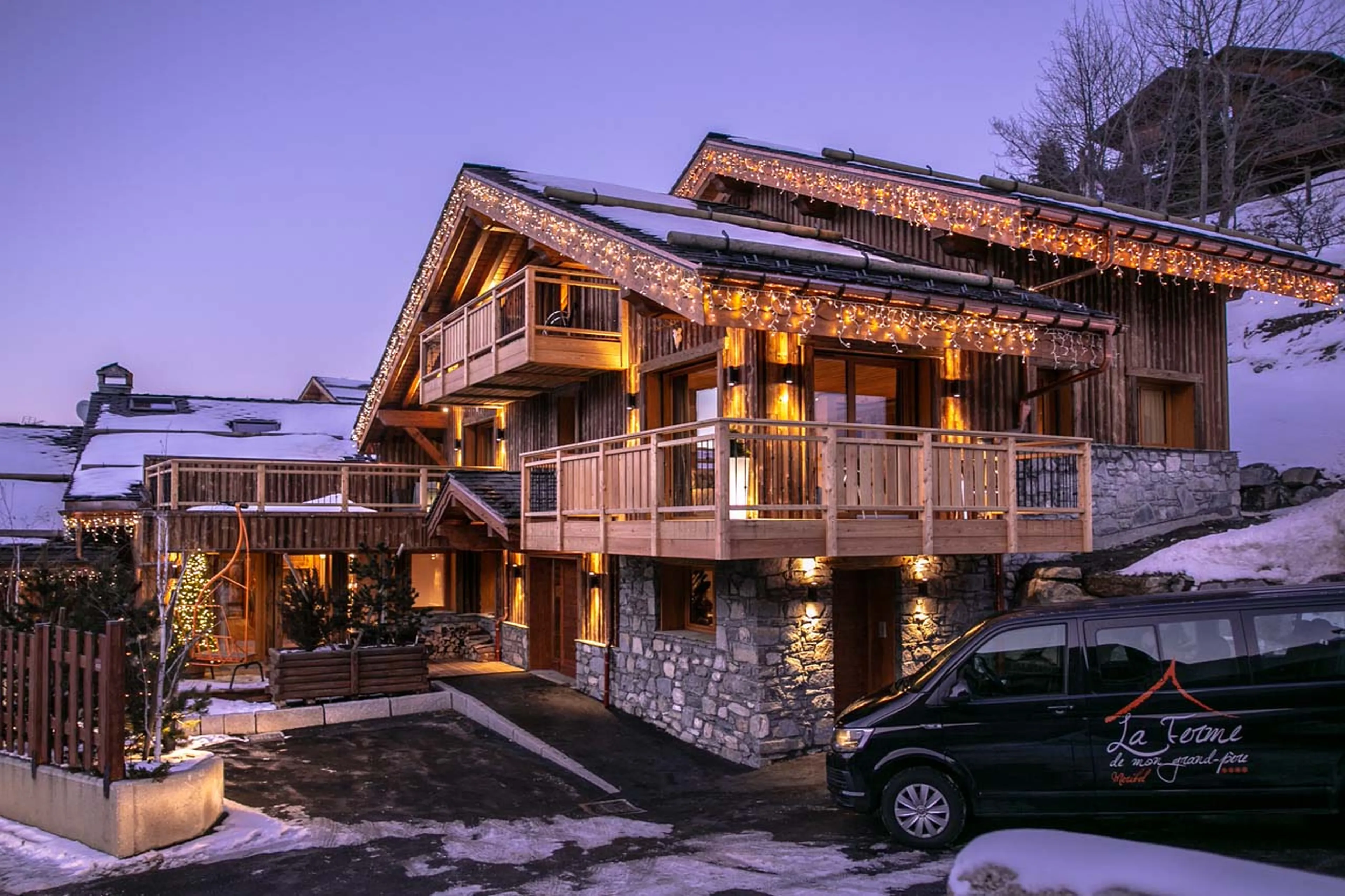 Entrance to La Ferme de Mon Grand Pere in Meribel