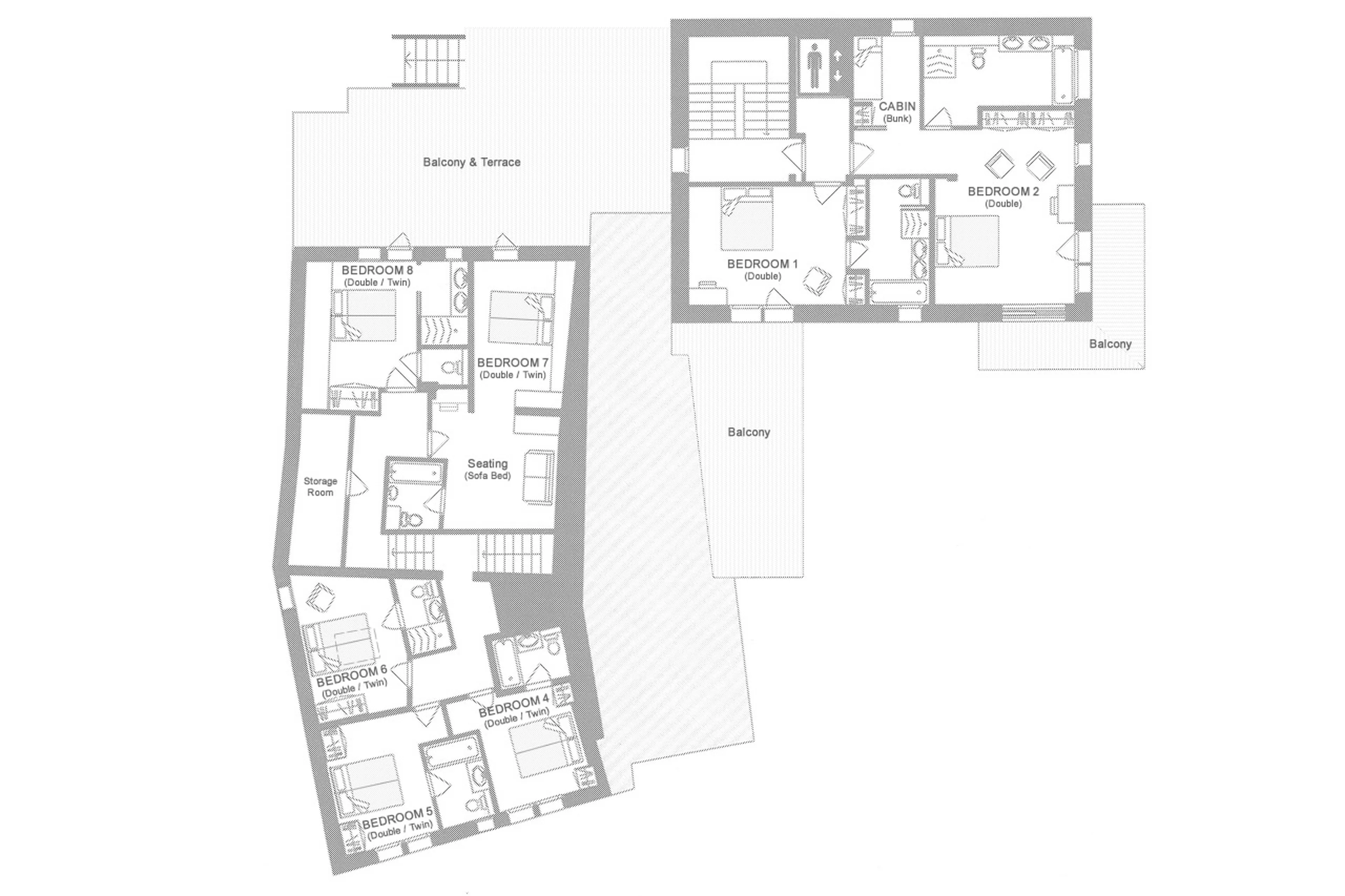 Level 1 floor plan for  La Ferme de Mon Grand Pere in Meribel
