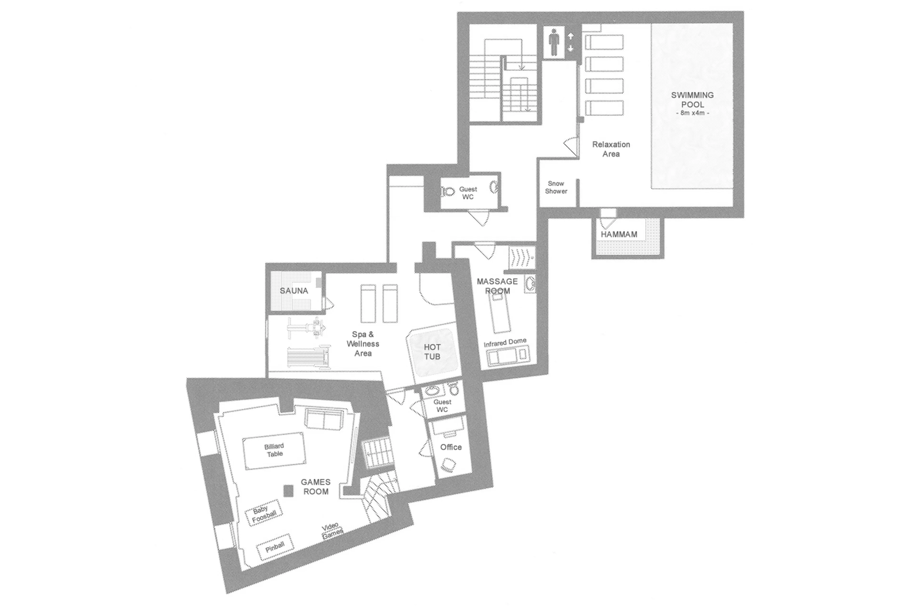 Level -1 floor plan for  La Ferme de Mon Grand Pere in Meribel