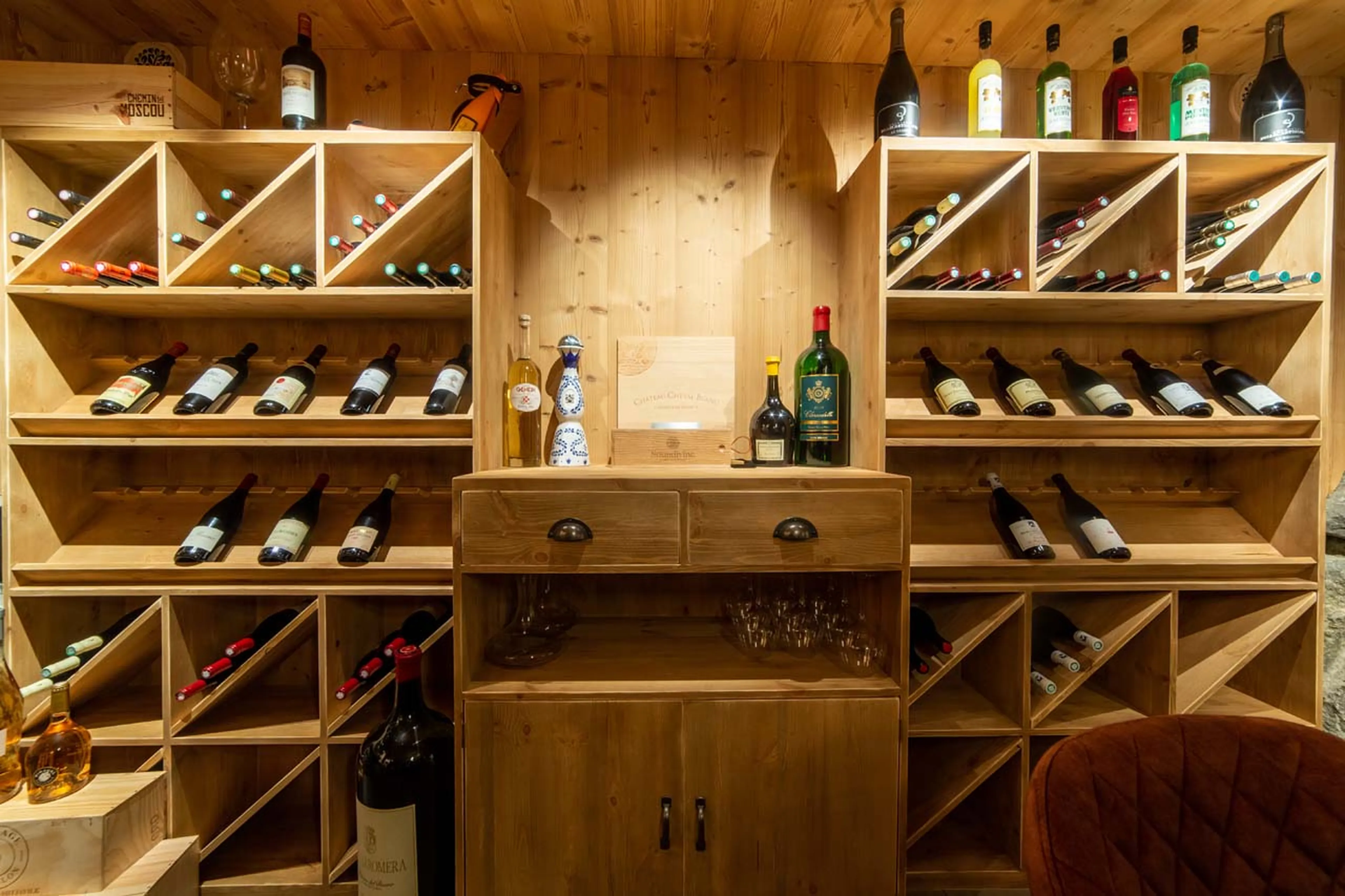 Wine cellar at La Ferme de Mon Grand Pere in Meribel