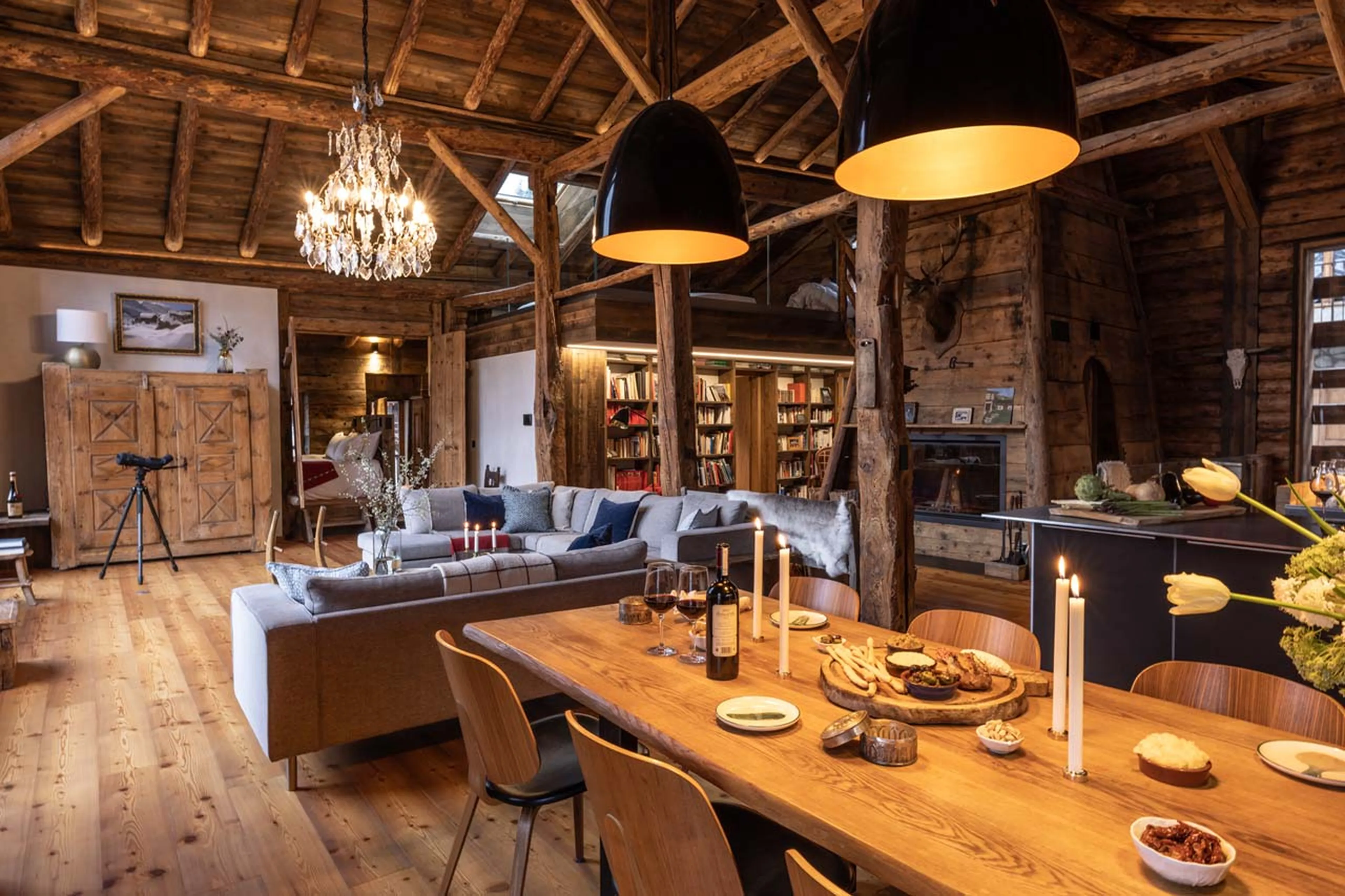 Large open-plan living area in La Ferme des Frasserands, Chamonix