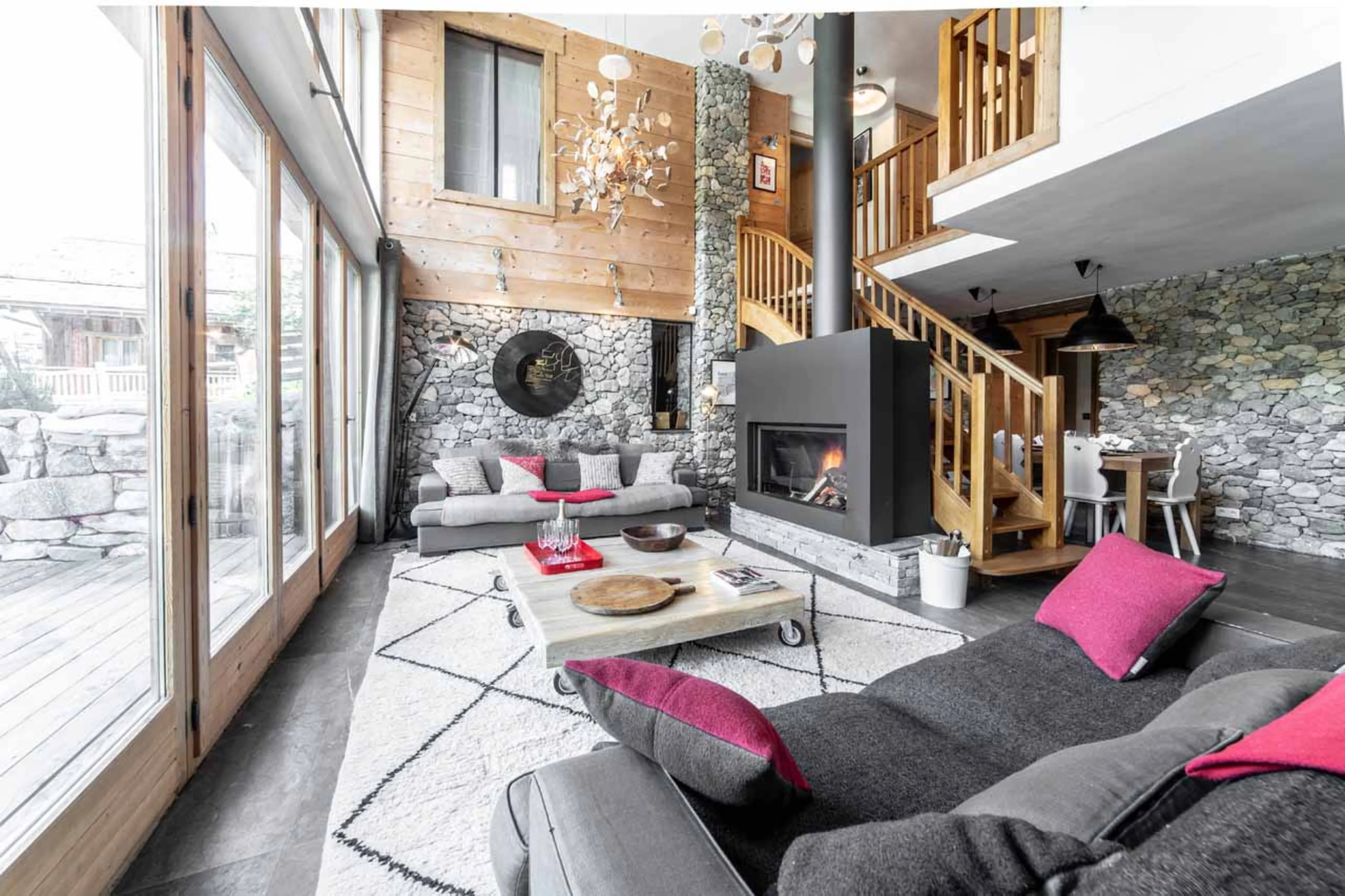 Terrace access from living area of Chalet La Grange de Meribel in Meribel