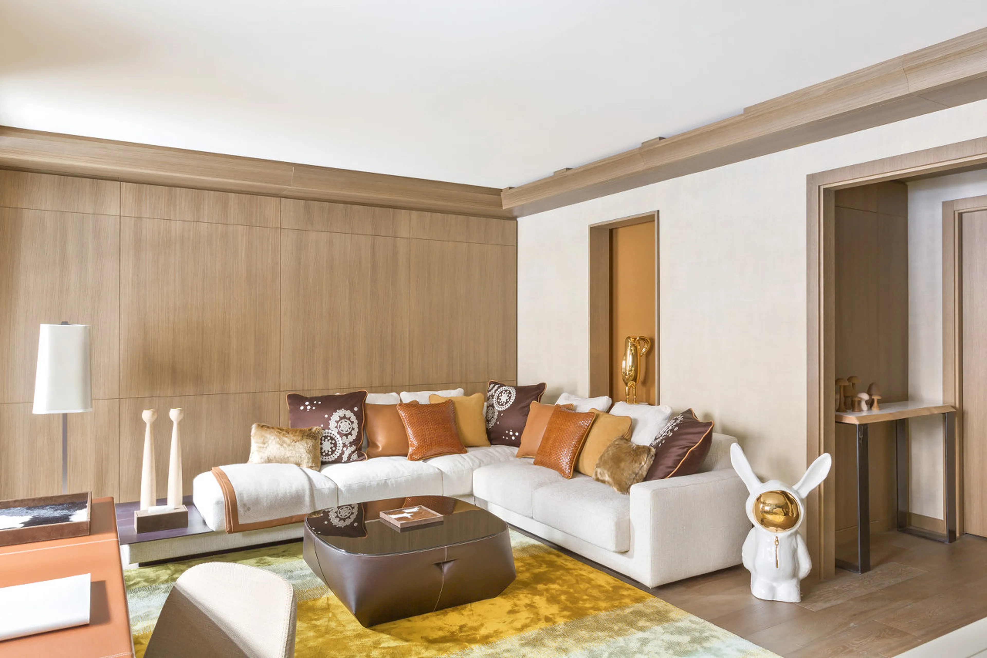 Lounge area of double bedroom in Le Chalet Cheval Blanc in Courchevel 1850