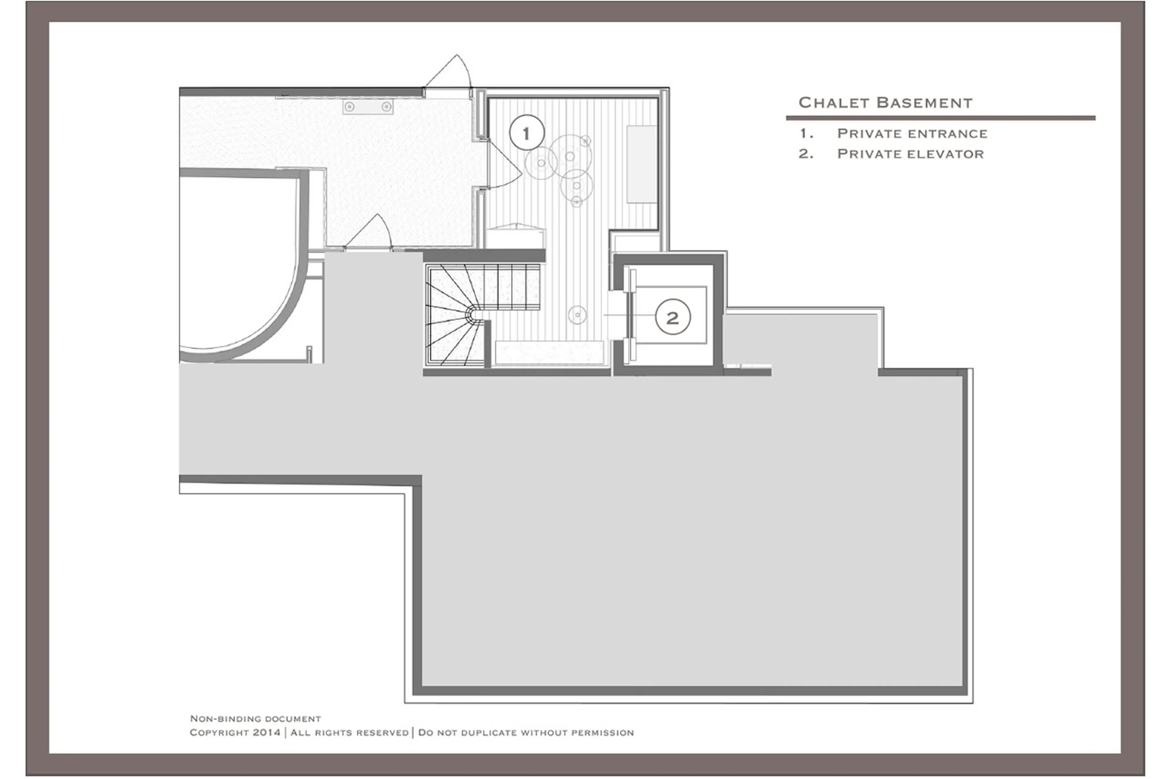 Level -1 floor plan of Le Chalet Cheval Blanc in Courchevel 1850