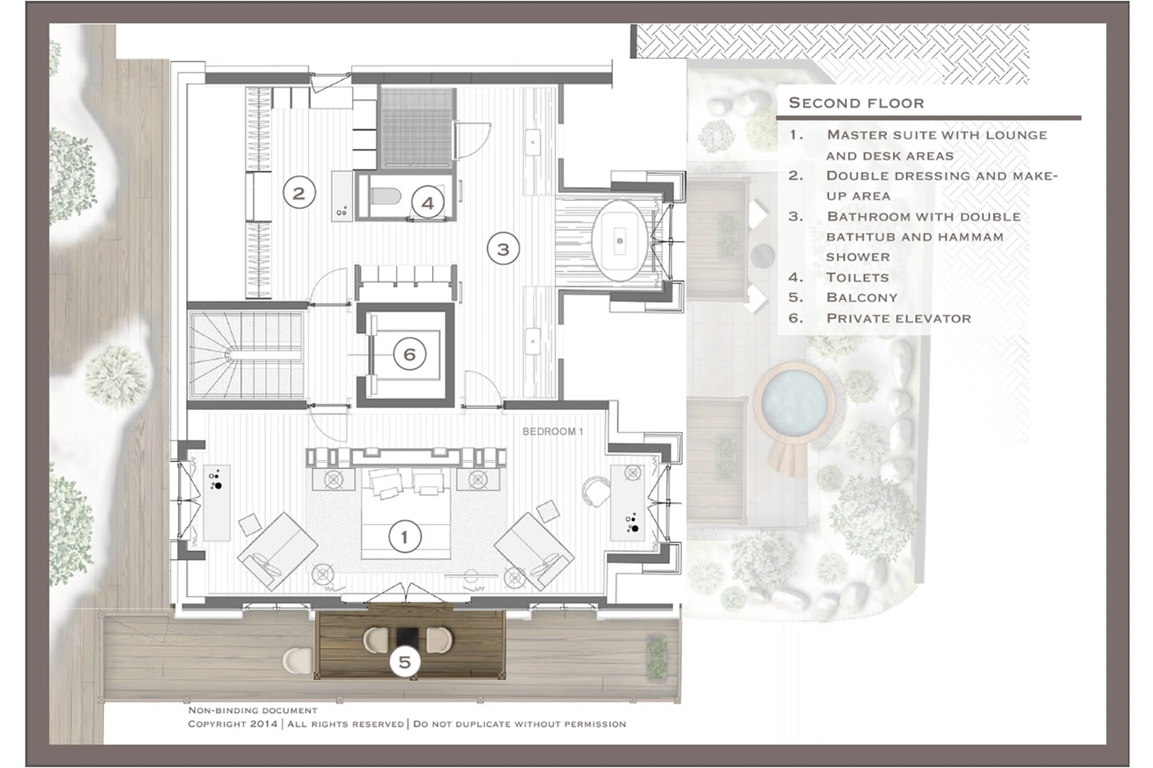 Level 2 floor plan of Le Chalet Cheval Blanc in Courchevel 1850
