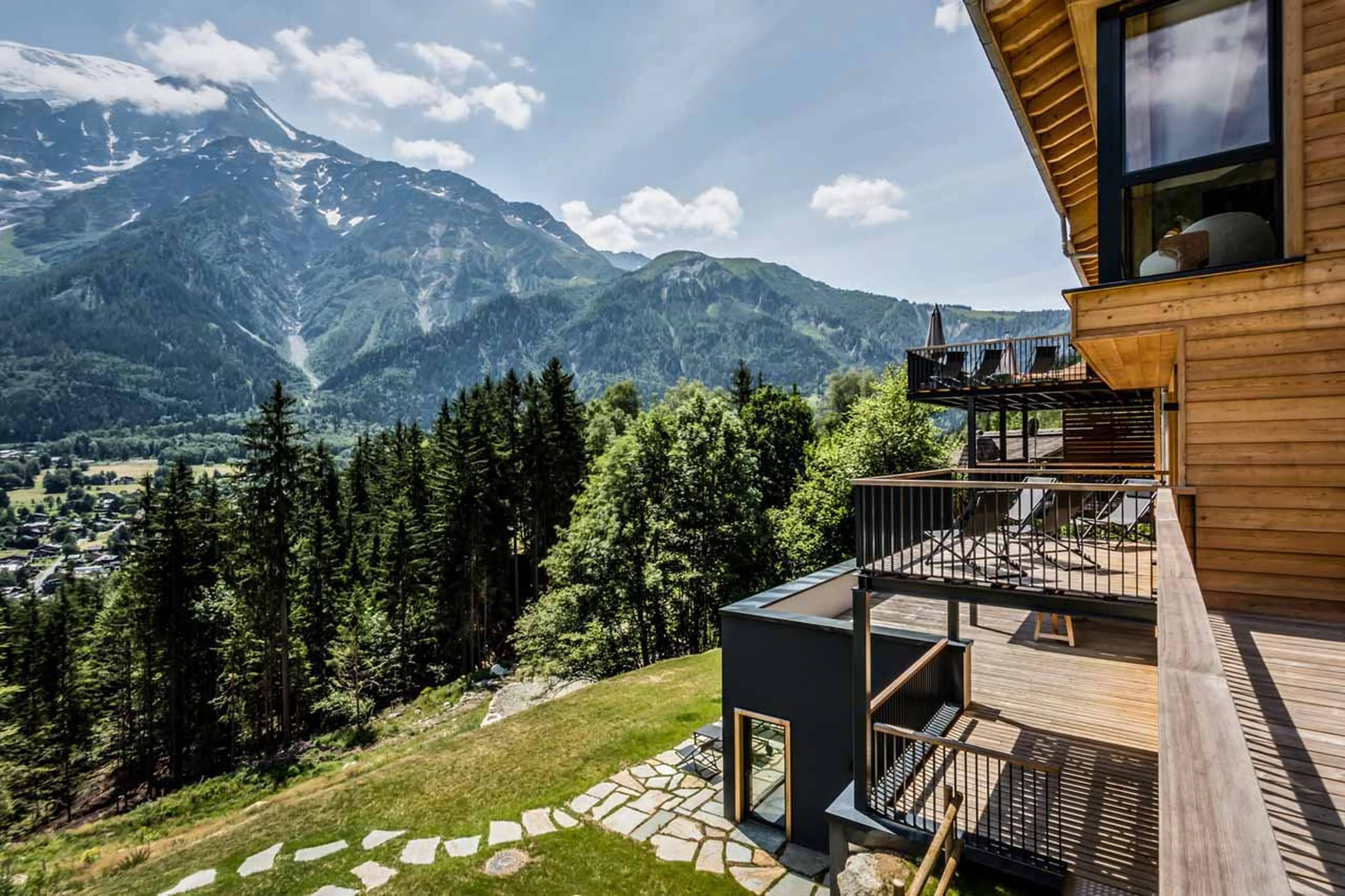 Summer balcony at Le Chalet Mont Blanc in Chamonix