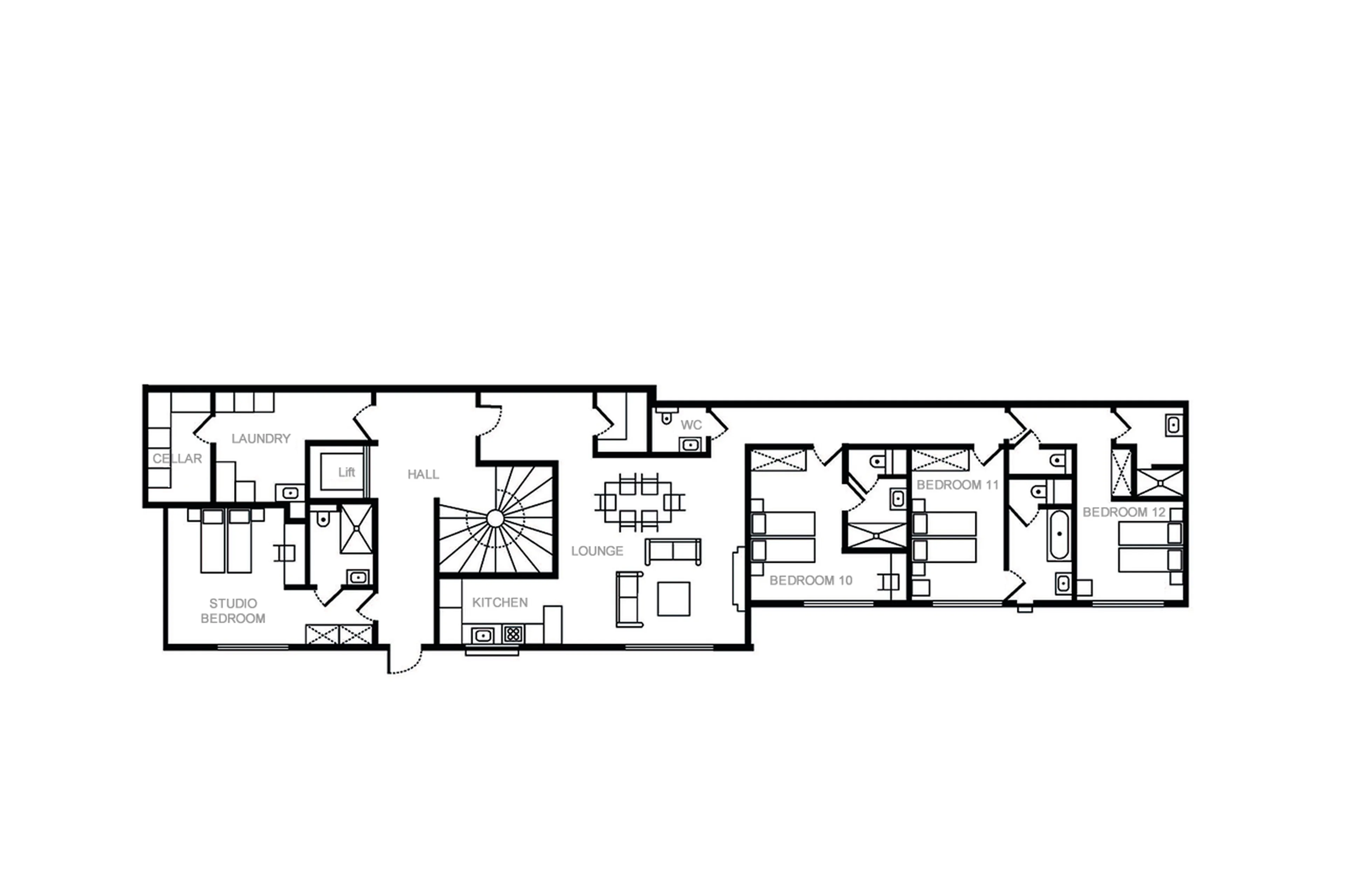 Level 1 floor plan of Le Chalet Mont Blanc in Chamonix