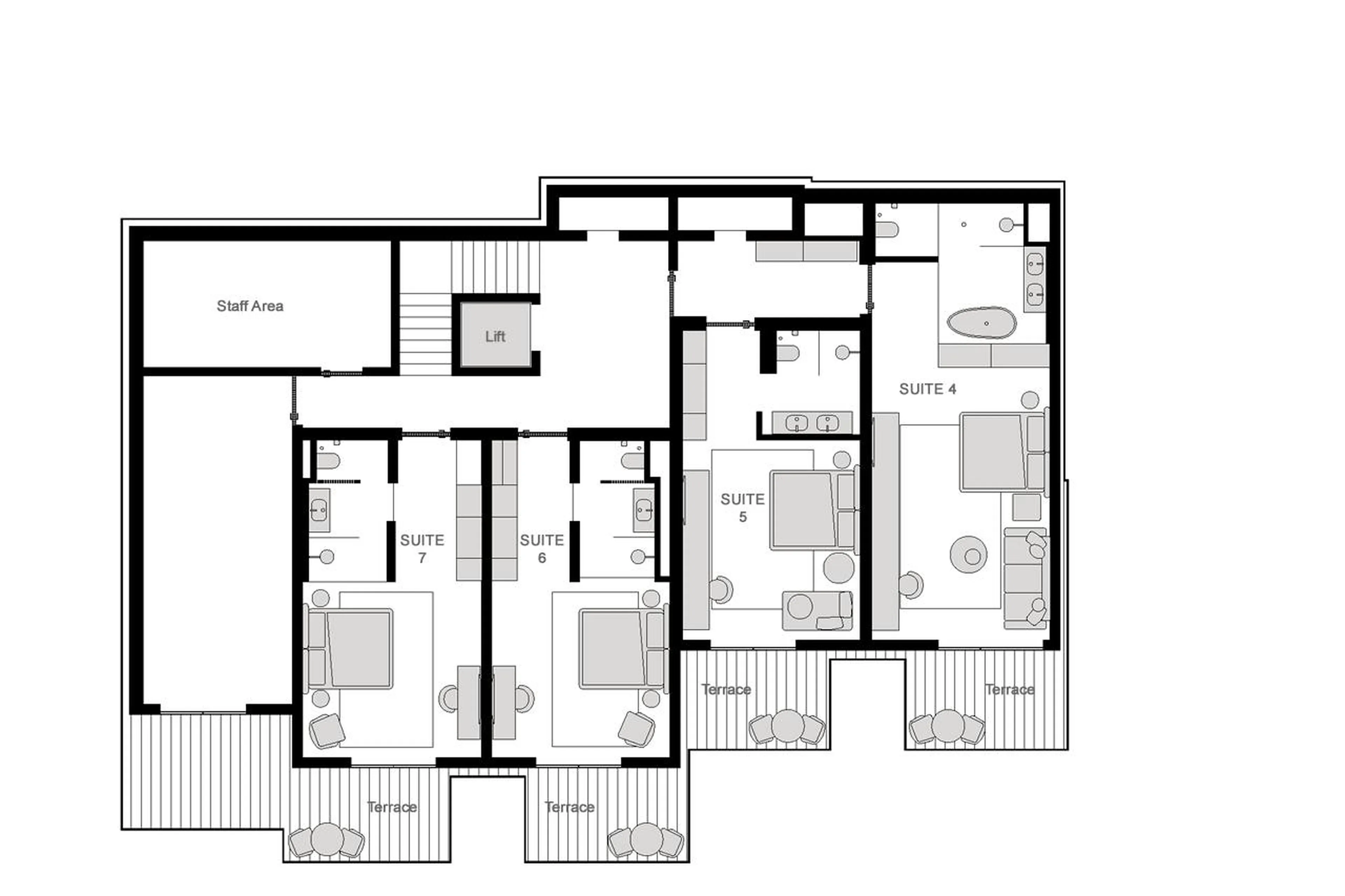 Level 1 floor plan of Le Chalet in Oberlech