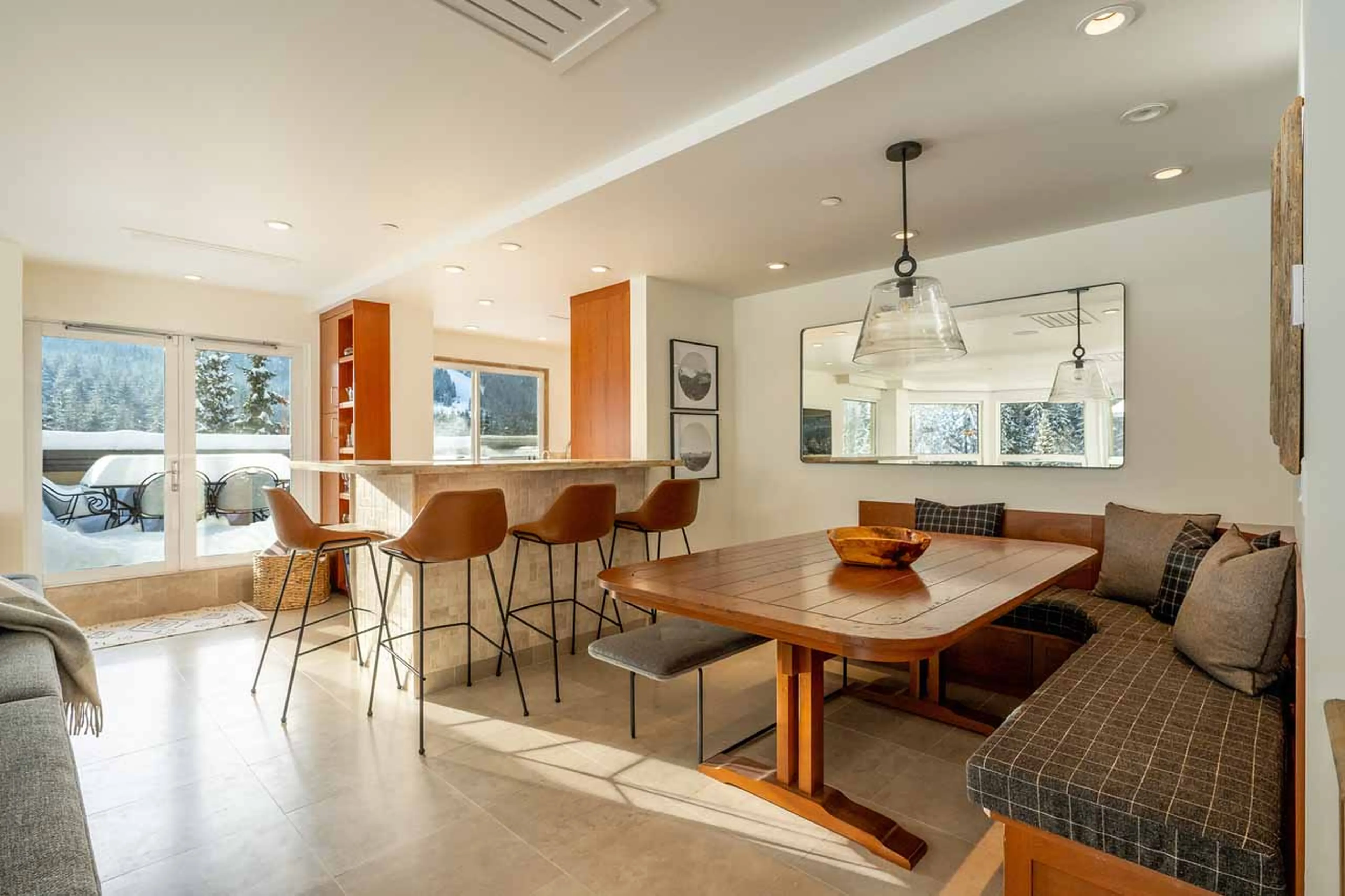 Breakfast nook at Le Chamois Penthouse in Whistler