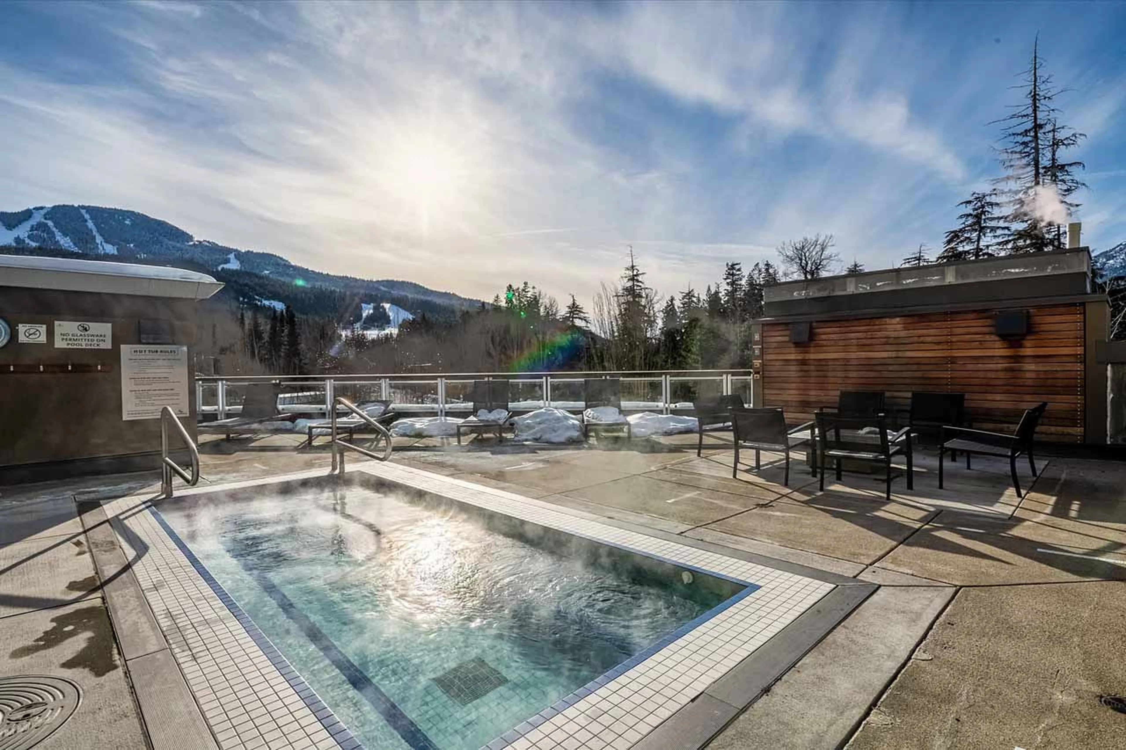 Shared hot tub at Le Chamois Penthouse in Whistler