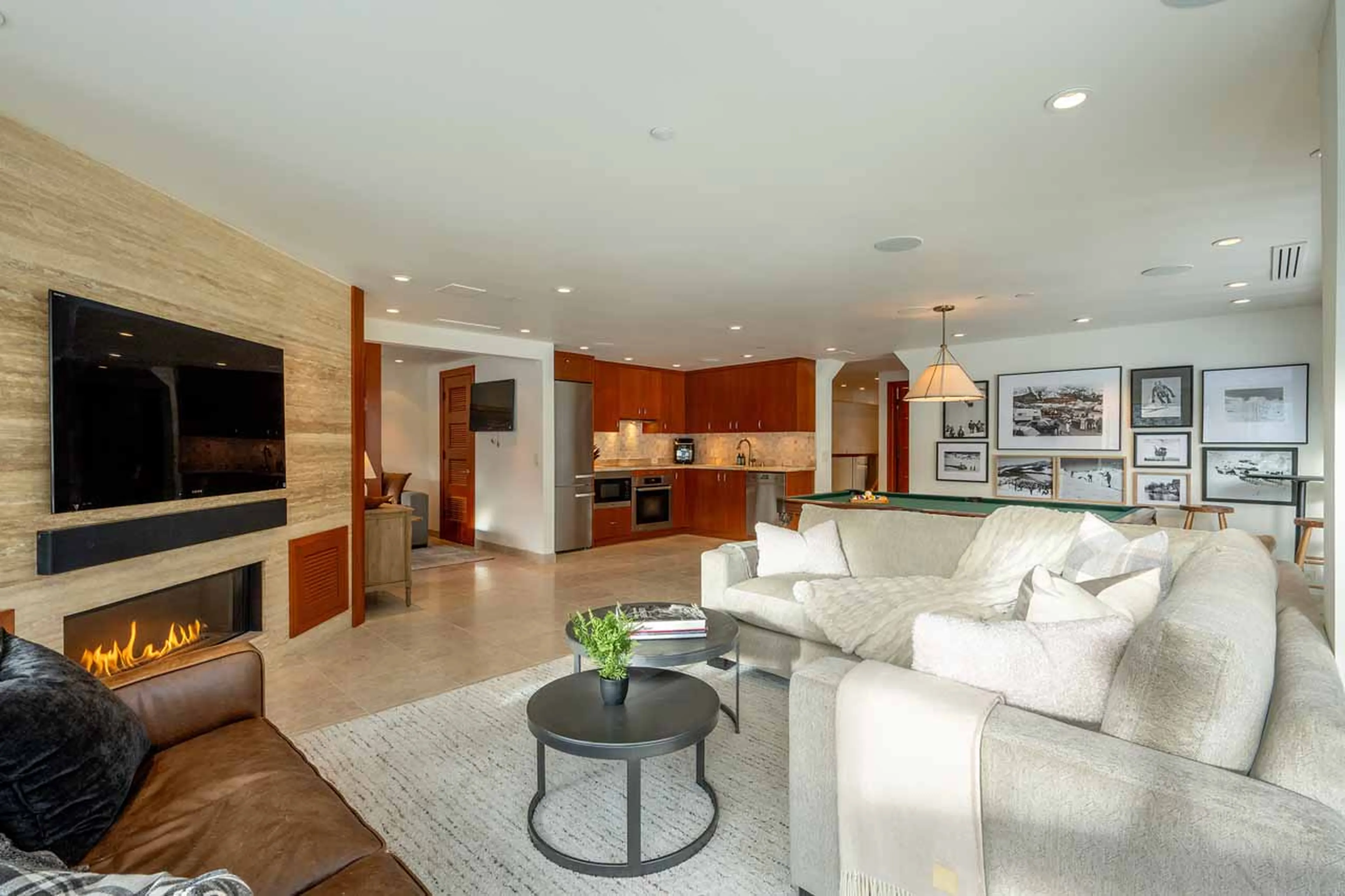 Upper living area TV at Le Chamois Penthouse in Whistler
