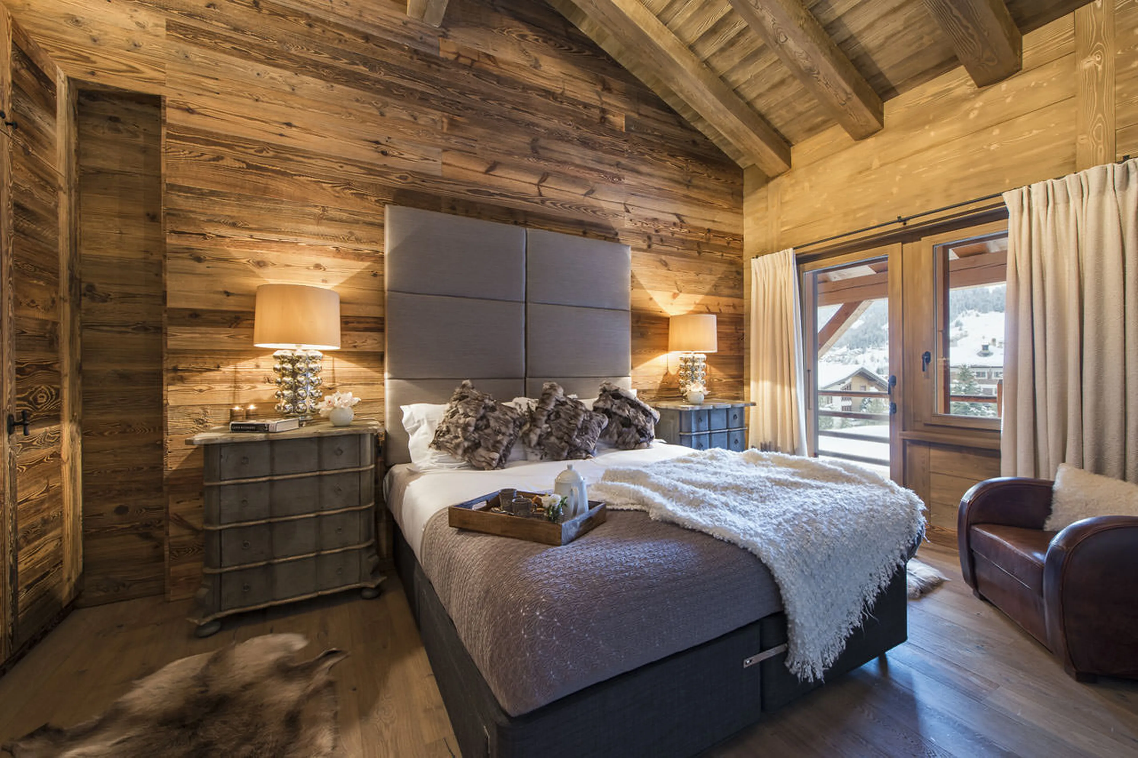 Master bedroom balcony access at Le Daray Penthouse in Verbier