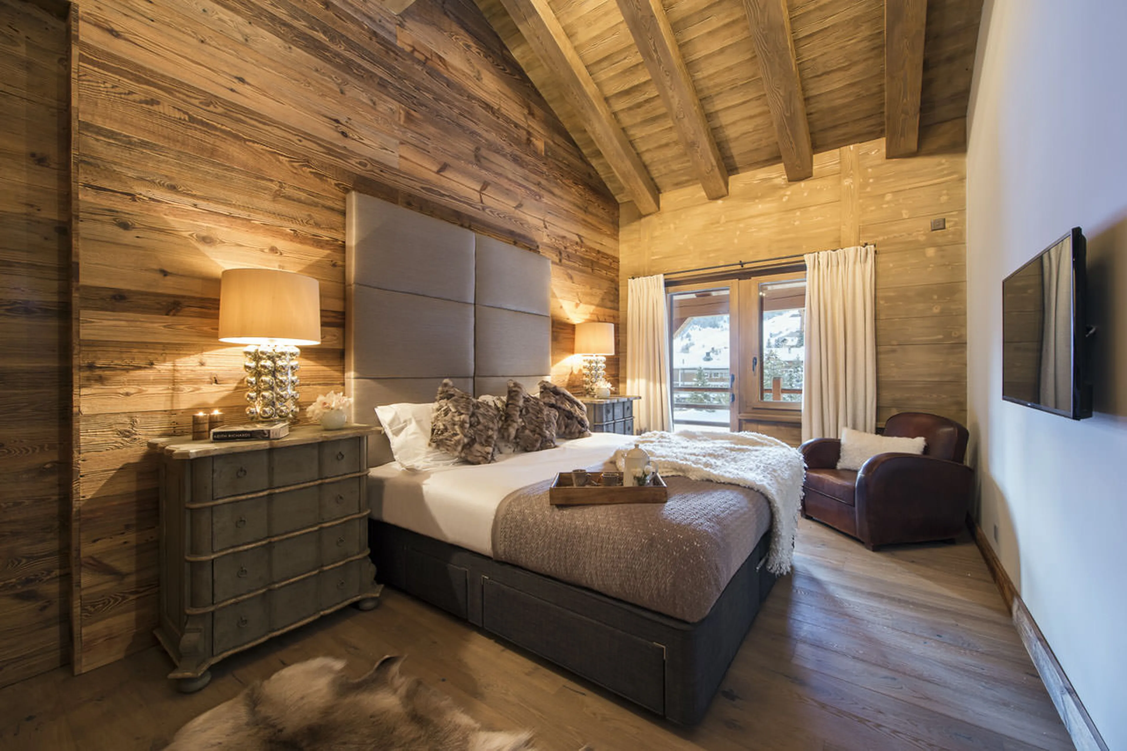 Bedroom one in Le Daray Penthouse in Verbier